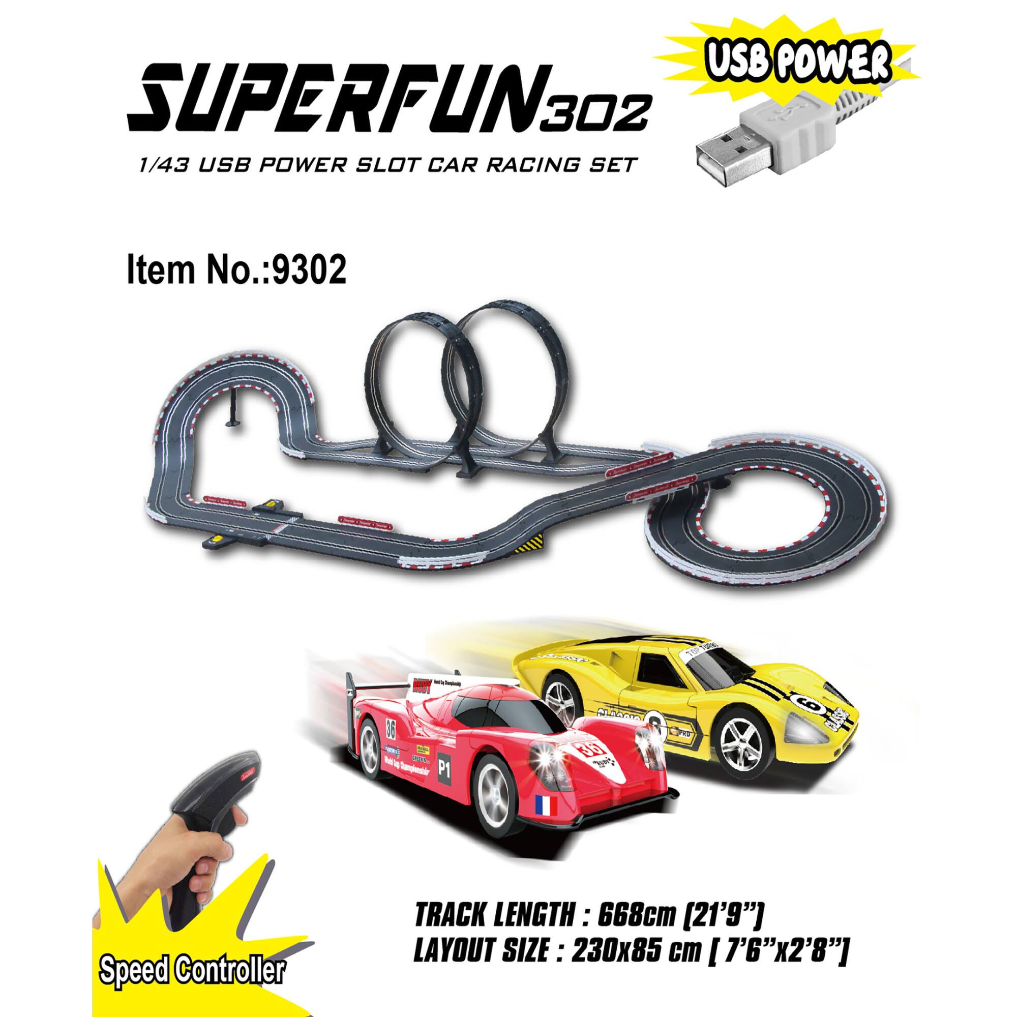 Joysway&#xAE; SuperFun 302 USB Power Slot Car Racing Set
