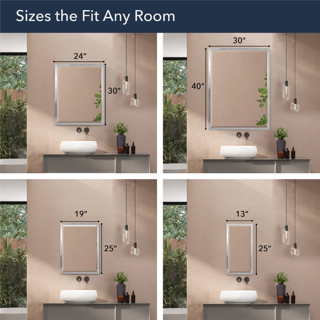 Head West Brushed Nickel Stainless Steel Beveled Accent Vanity Mirror