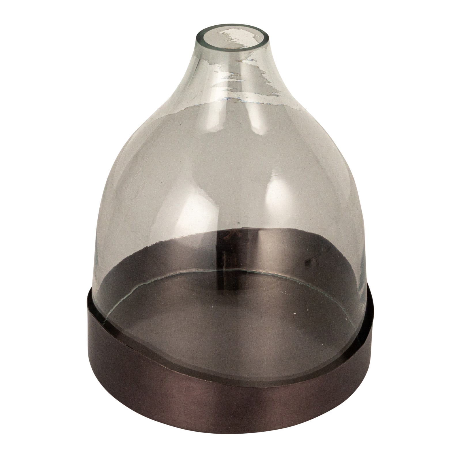 Hello Honey&#xAE; 10&#x22; Clear &#x26; Black Metal Sophisticated Glass Cloche with Metal Tray