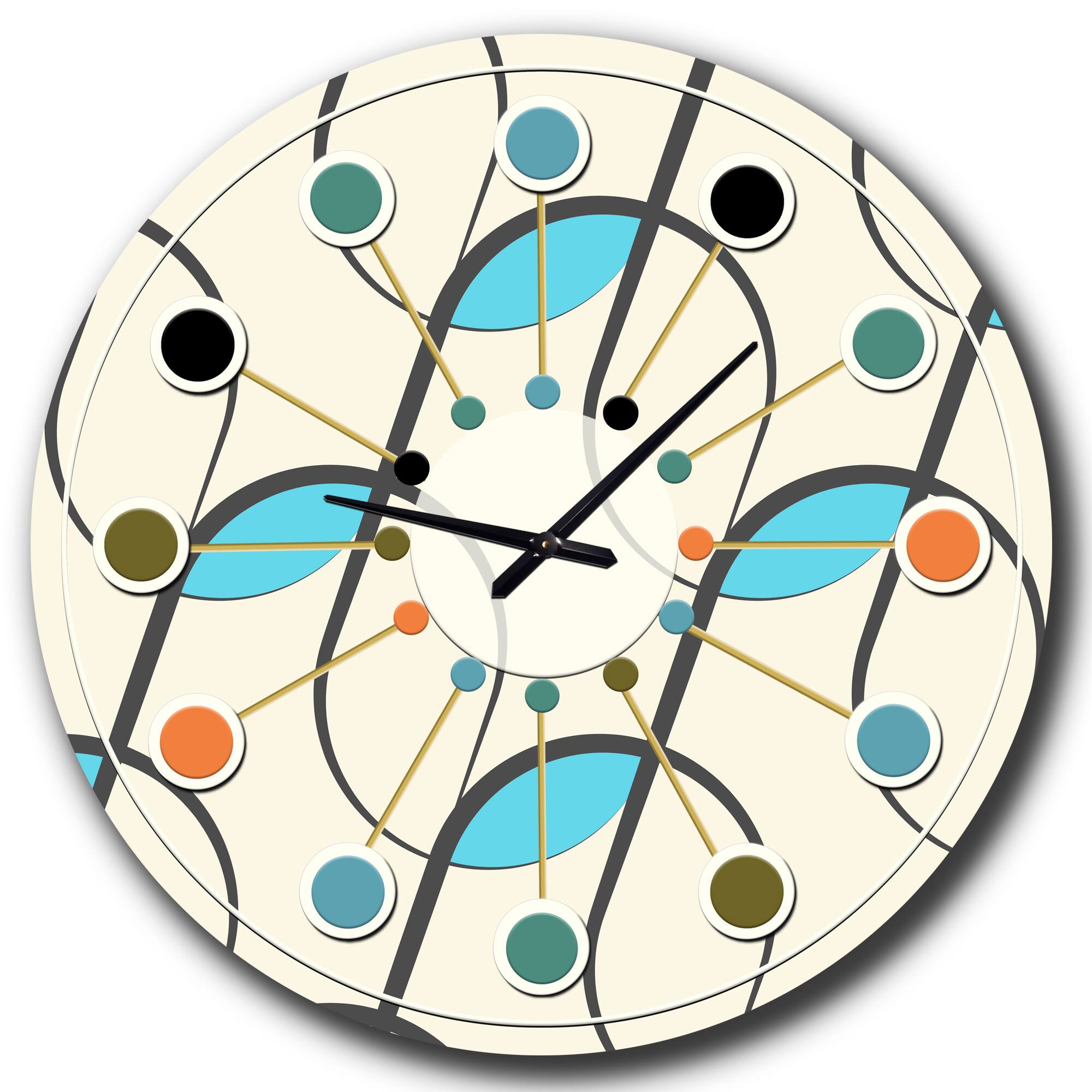 Designart 'Retro Geometrical Abstract Minimal Pattern I Mid-Century Modern Wall Clock