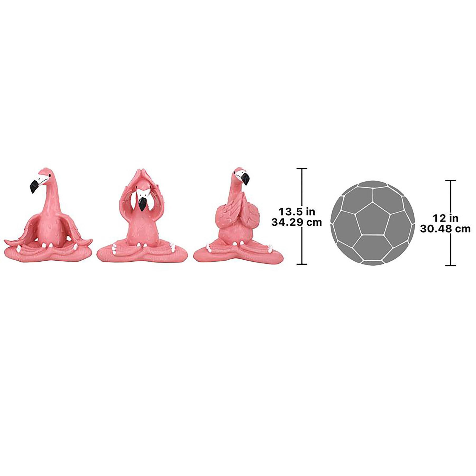 Design Toscano 13.5&#x22; Large The Zen of Pink Flamingos Yoga Garden Statues Set