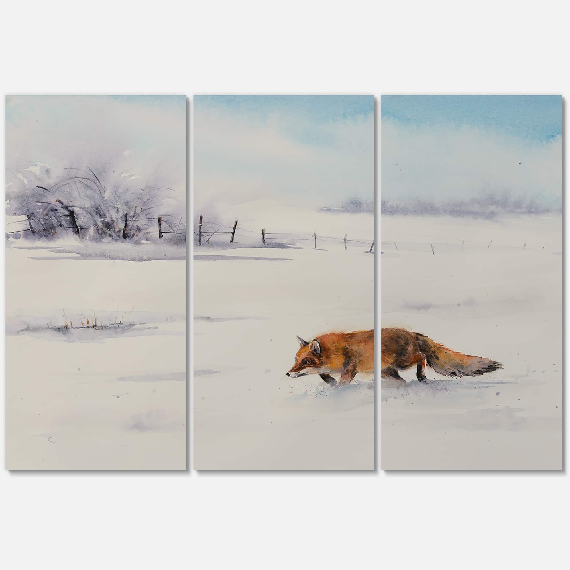 Designart - Red Fox Running In White Snow I