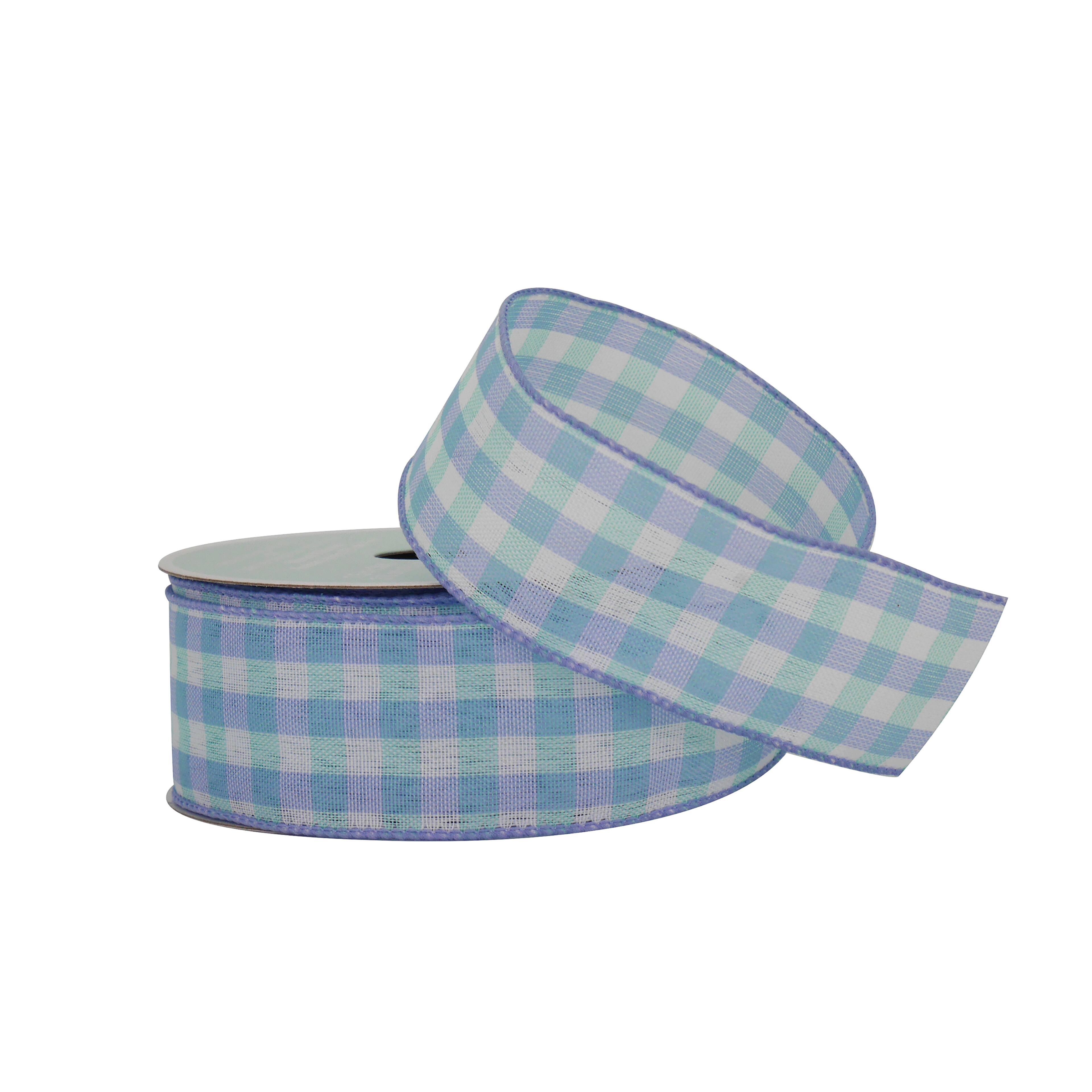 Blue Gingham Wired Ribbon by Celebrate It&#xAE; Easter