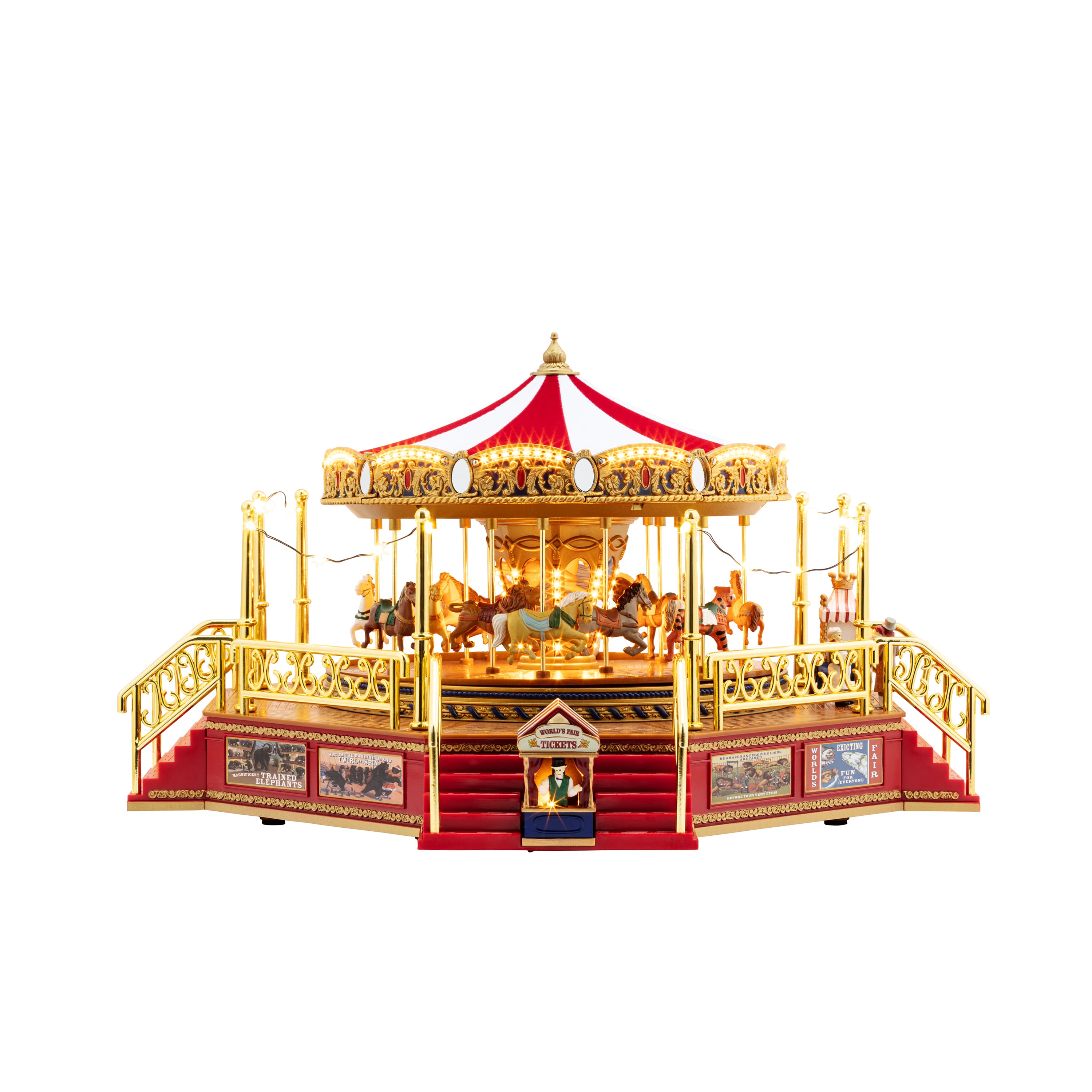 90th Anniversary Collection 8&#x22; Animated &#x26; Musical LED World&#x27;s Fair Boardwalk Carouse Accent
