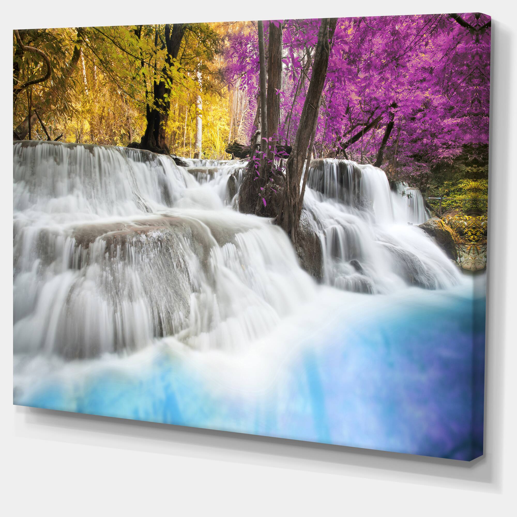 Designart - Erawan Waterfall - Purple - Photography Canvas Art Print