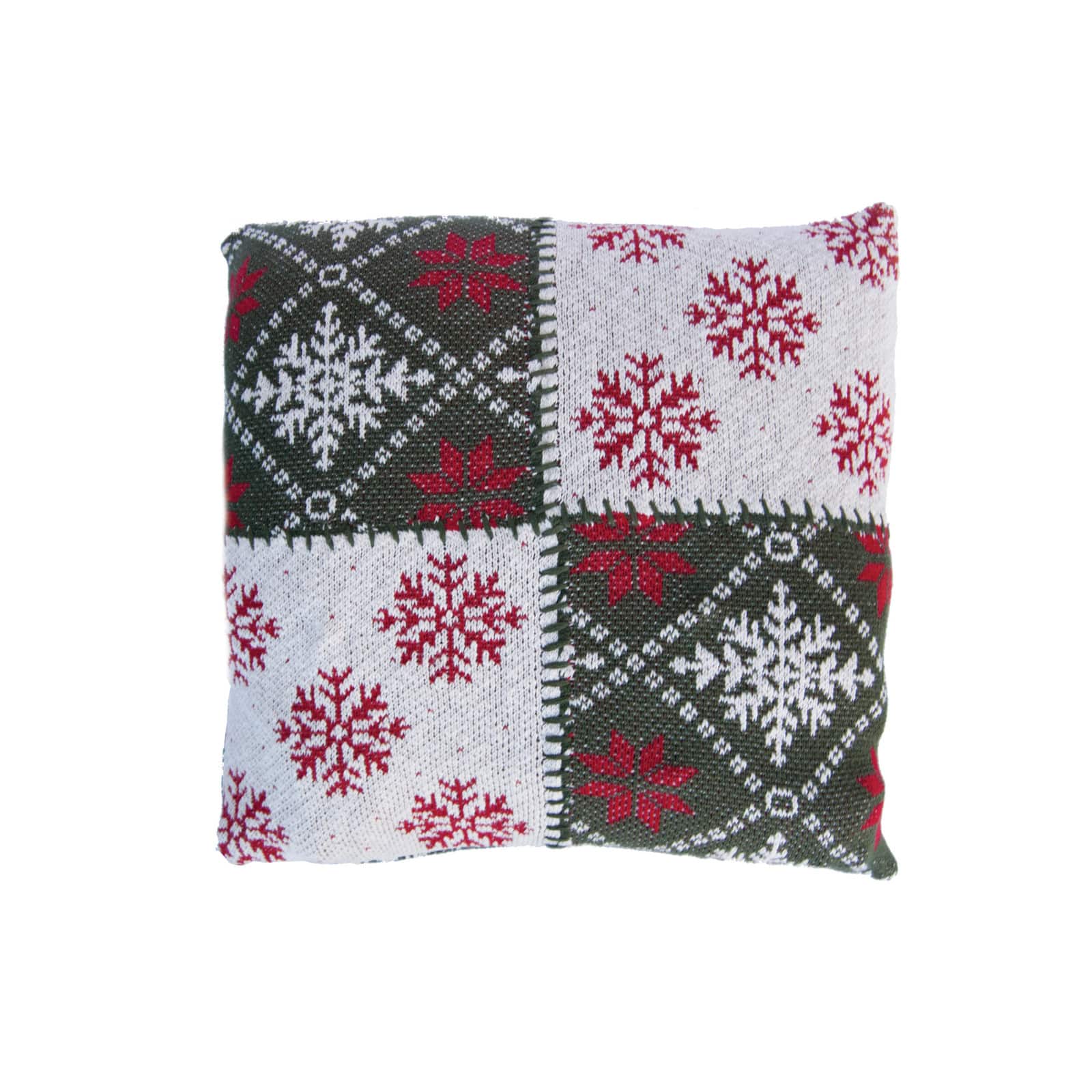 Hello Honey® 20" x 20" Square Cotton Knit Pillow with Snowflake Patterns
