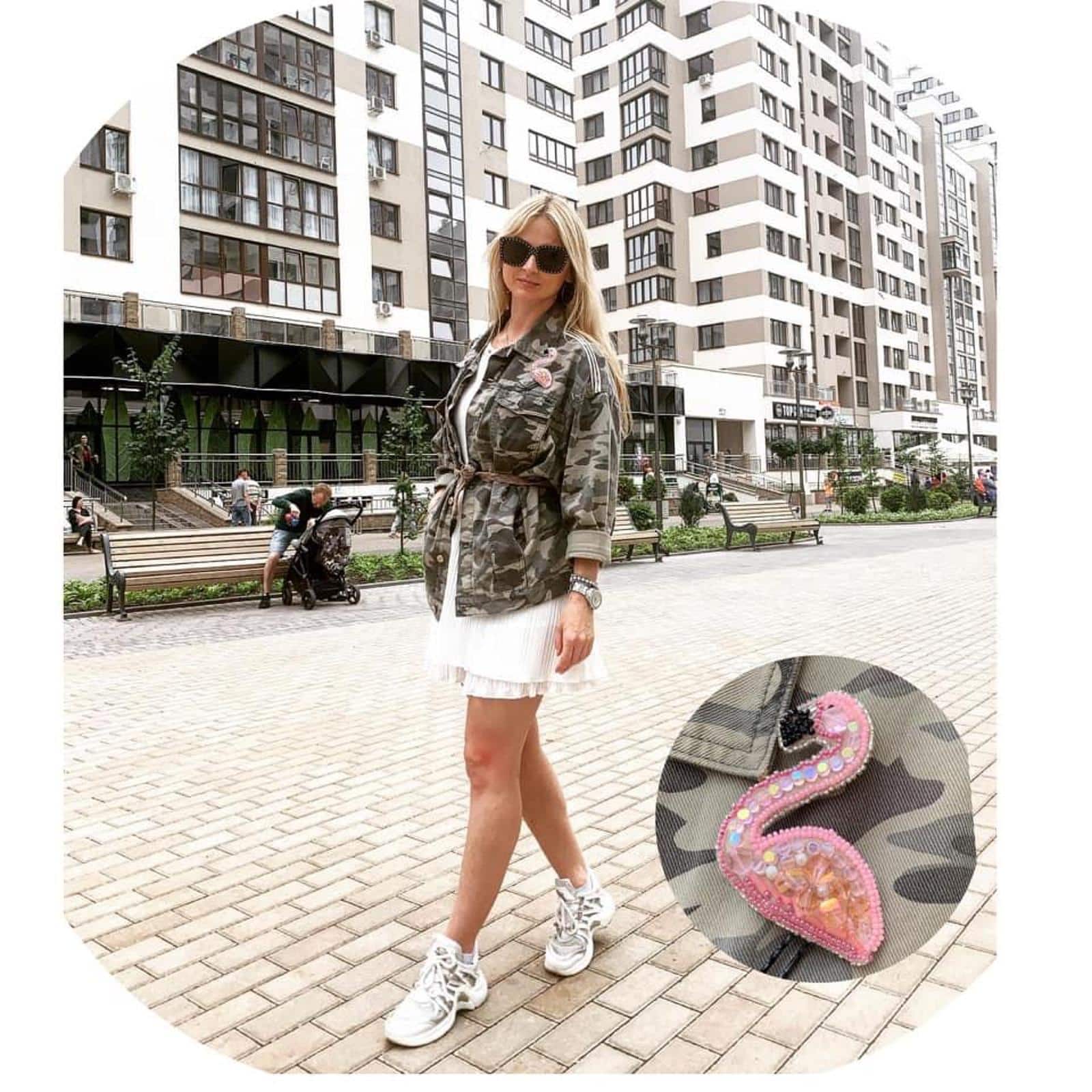 Crystal Art Beadwork Kit For Creating Brooch Flamingo