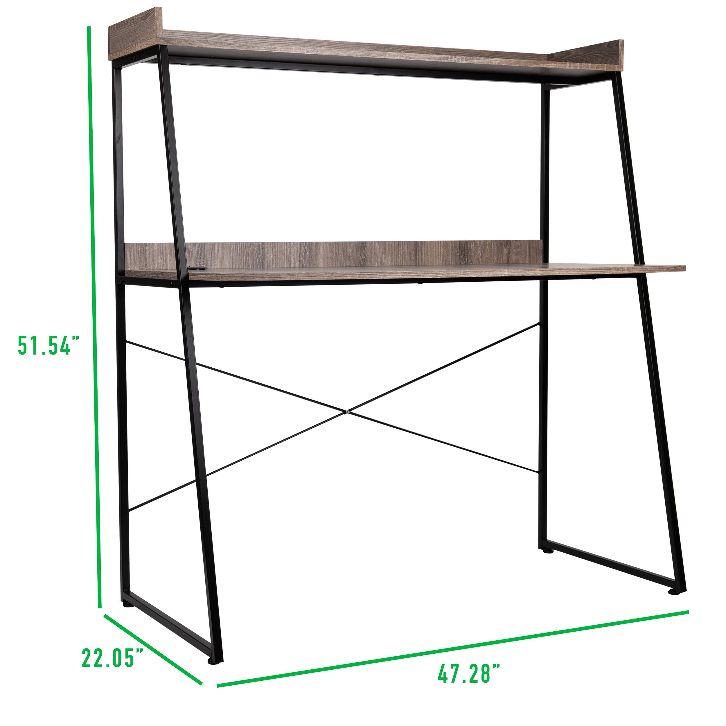 Mind Reader 47&#x22; Brown Desk with Top Shelf