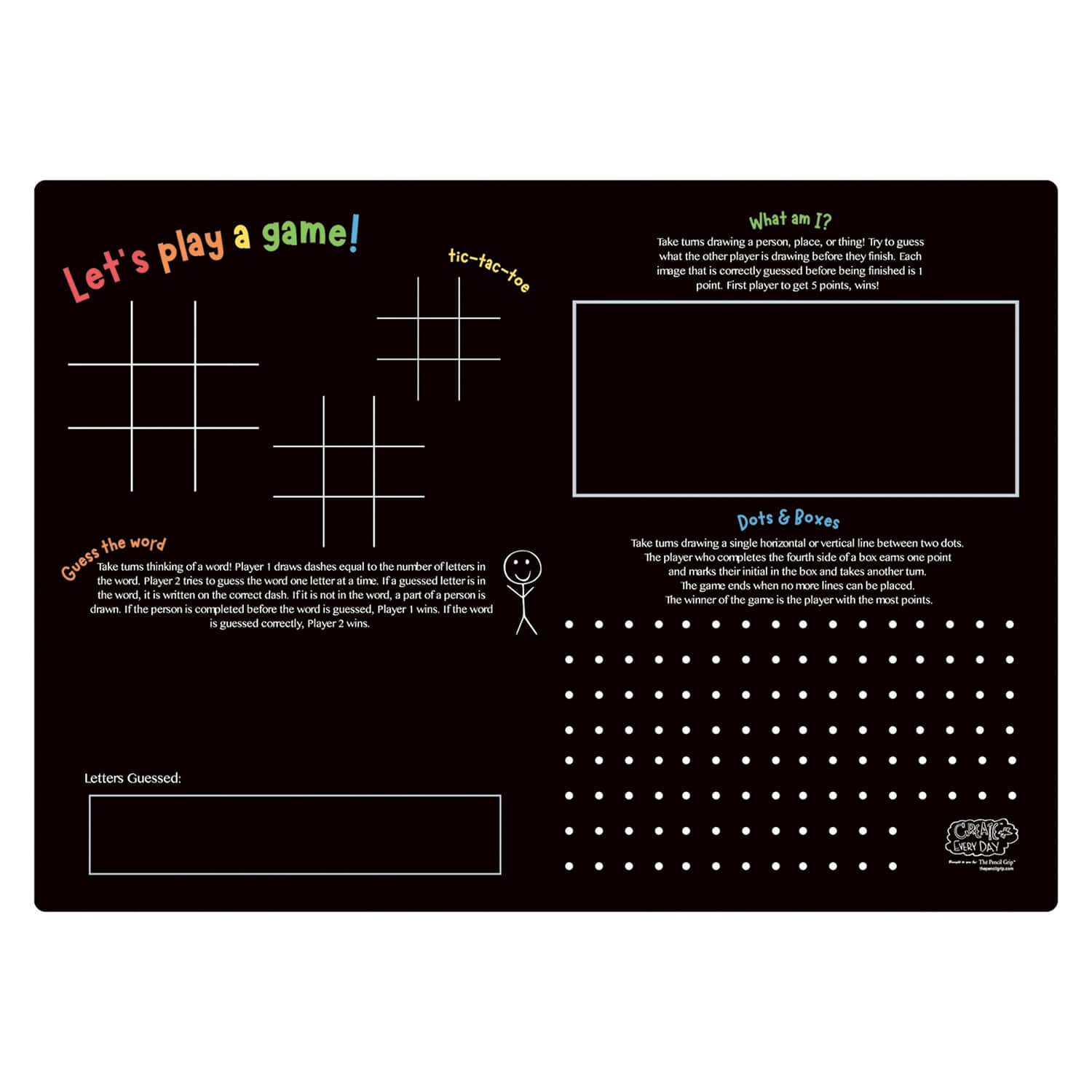 The Pencil Grip Games Reusable Activity Playmats, 6ct.