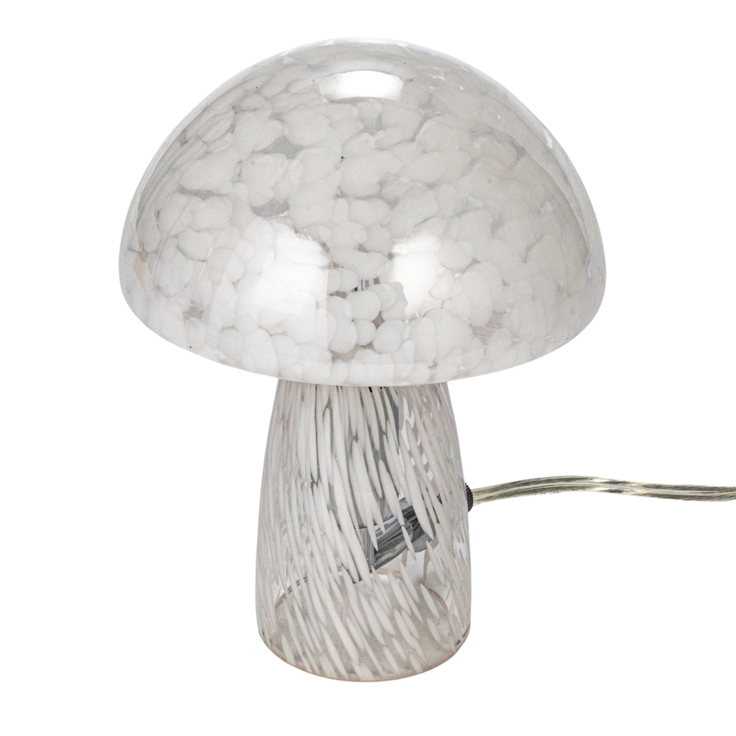 Hello Honey® 7.75" White Round Blown Glass Mushroom Shaped Table Lamp with Inline Switch