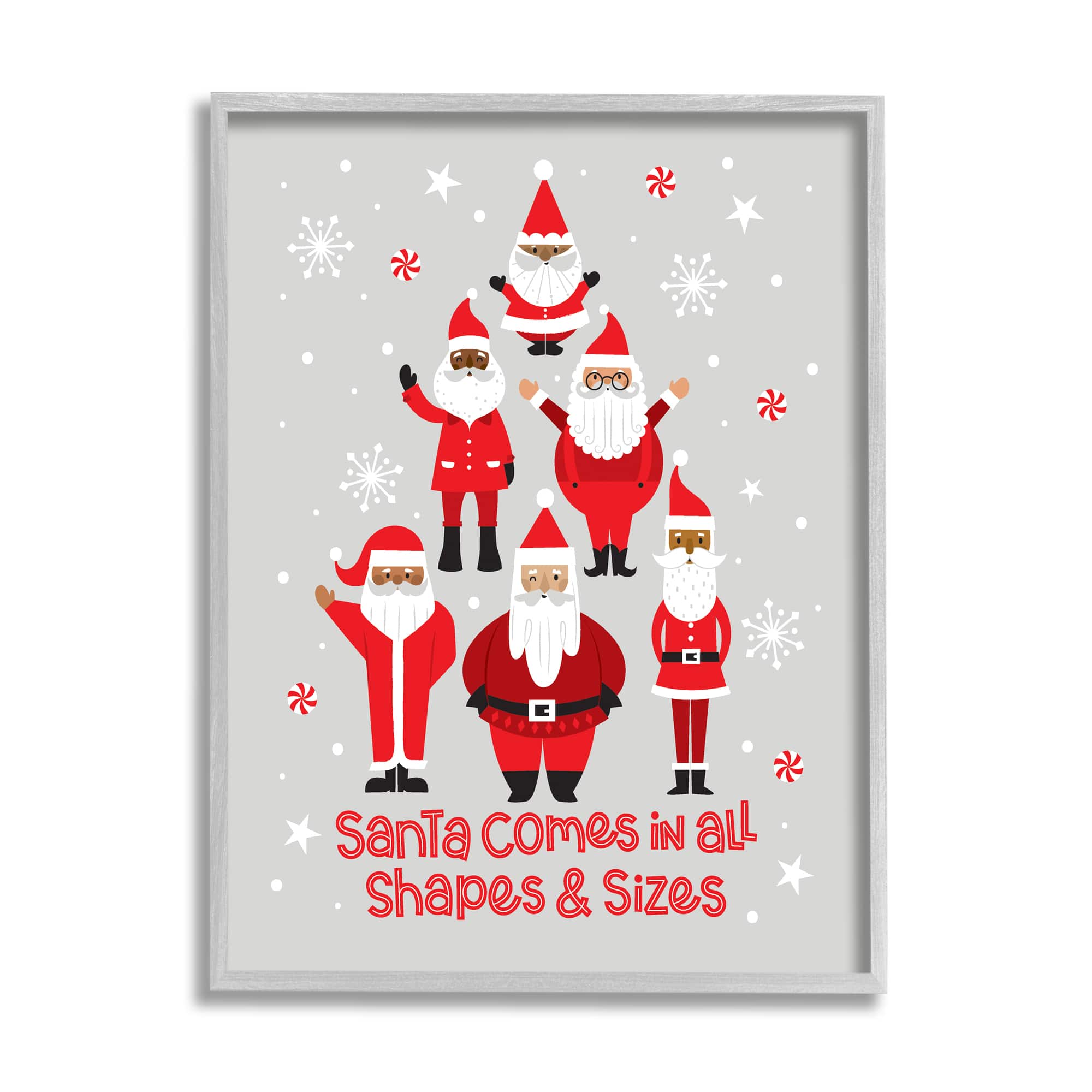 Stupell Industries Santa All Shapes & Sizes Christmas Phrase Framed Giclee Art