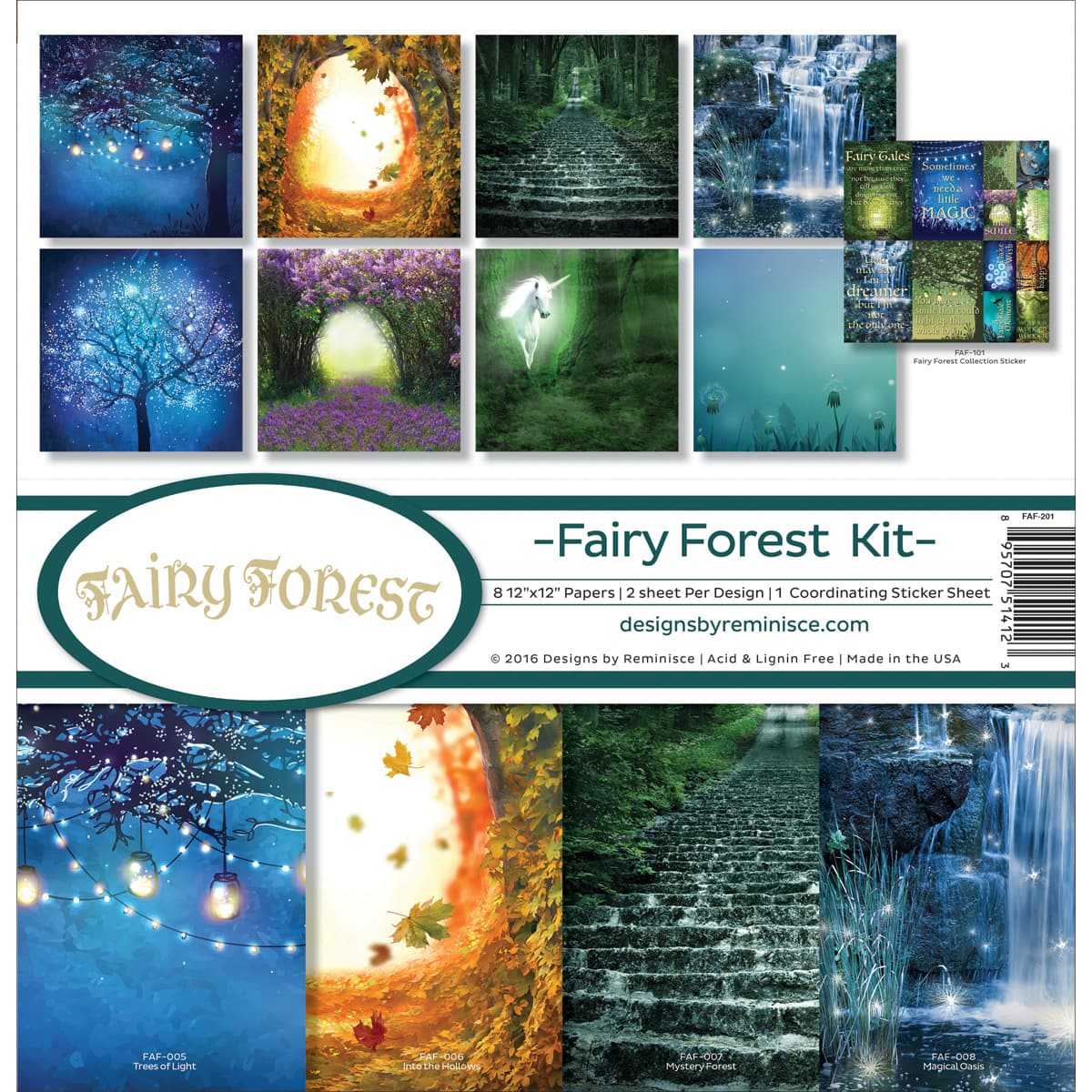 Reminisce Collection Kit 12"X12"-Fairy Forest W/Fireflies & Unicorn