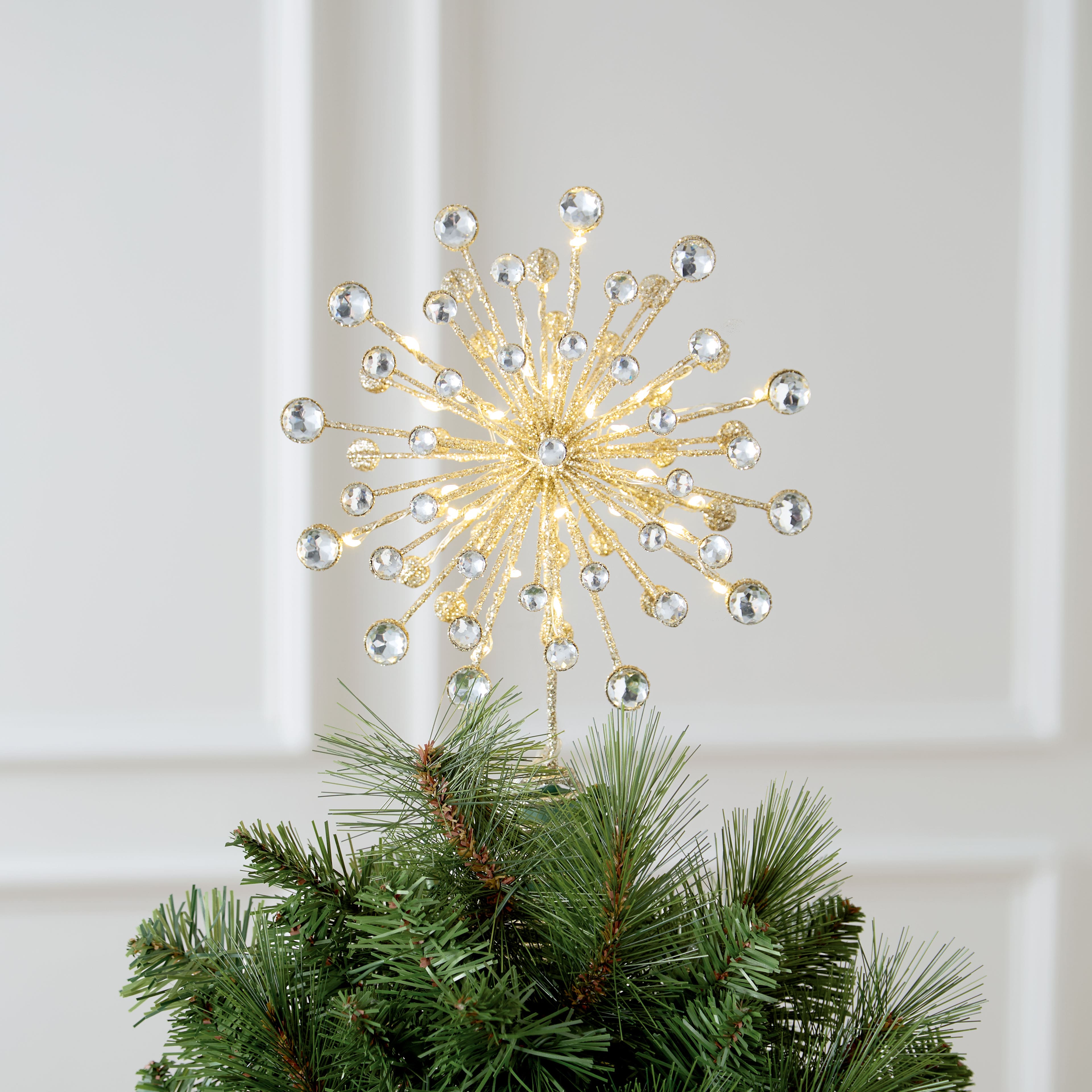 12" Champagne Jeweled Starburst Lighted Tree Topper by Ashland®