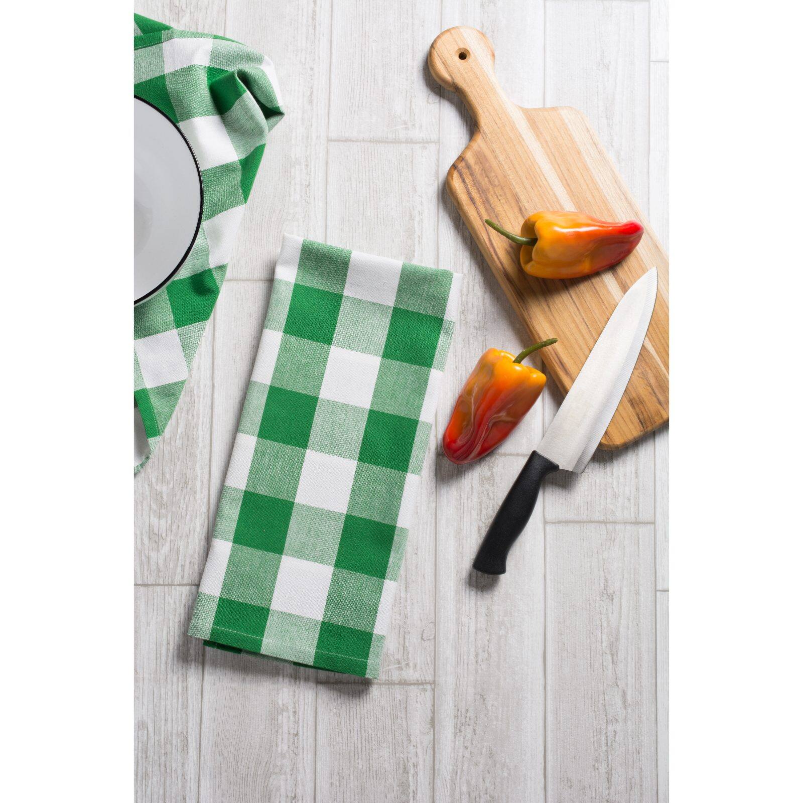 DII® Shamrock Green Buffalo Check Dishtowels, 3ct.