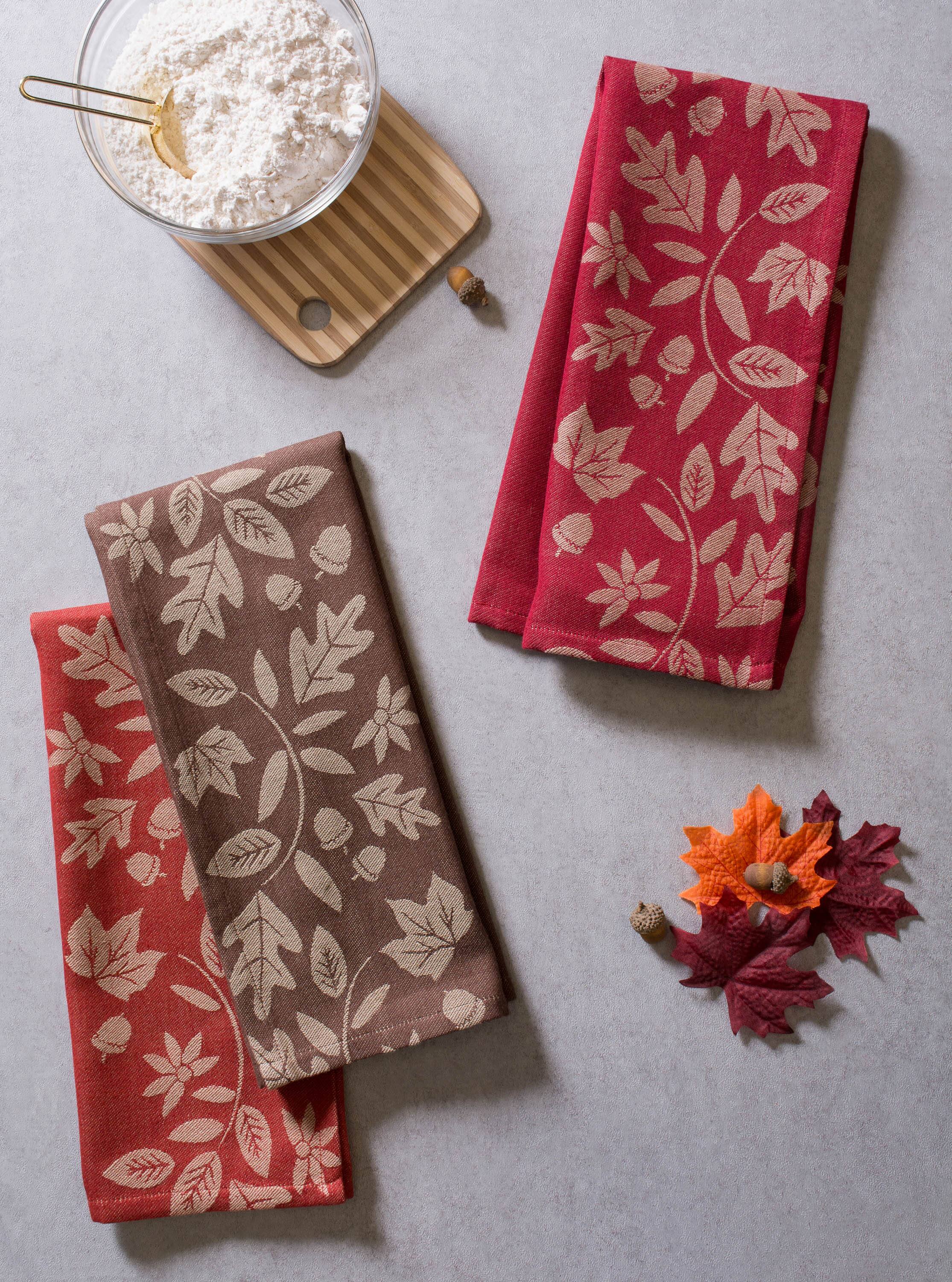 DII® Assorted Fall Harvest Vine Jacquard Dishtowel Set