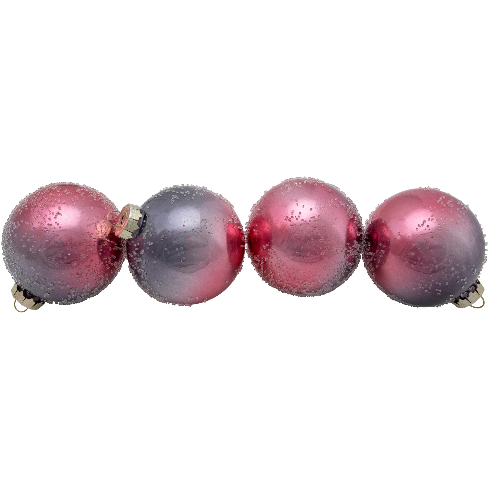 4ct. 3" Pink & Gray Hand Blown Textured Glass Ball Ornaments
