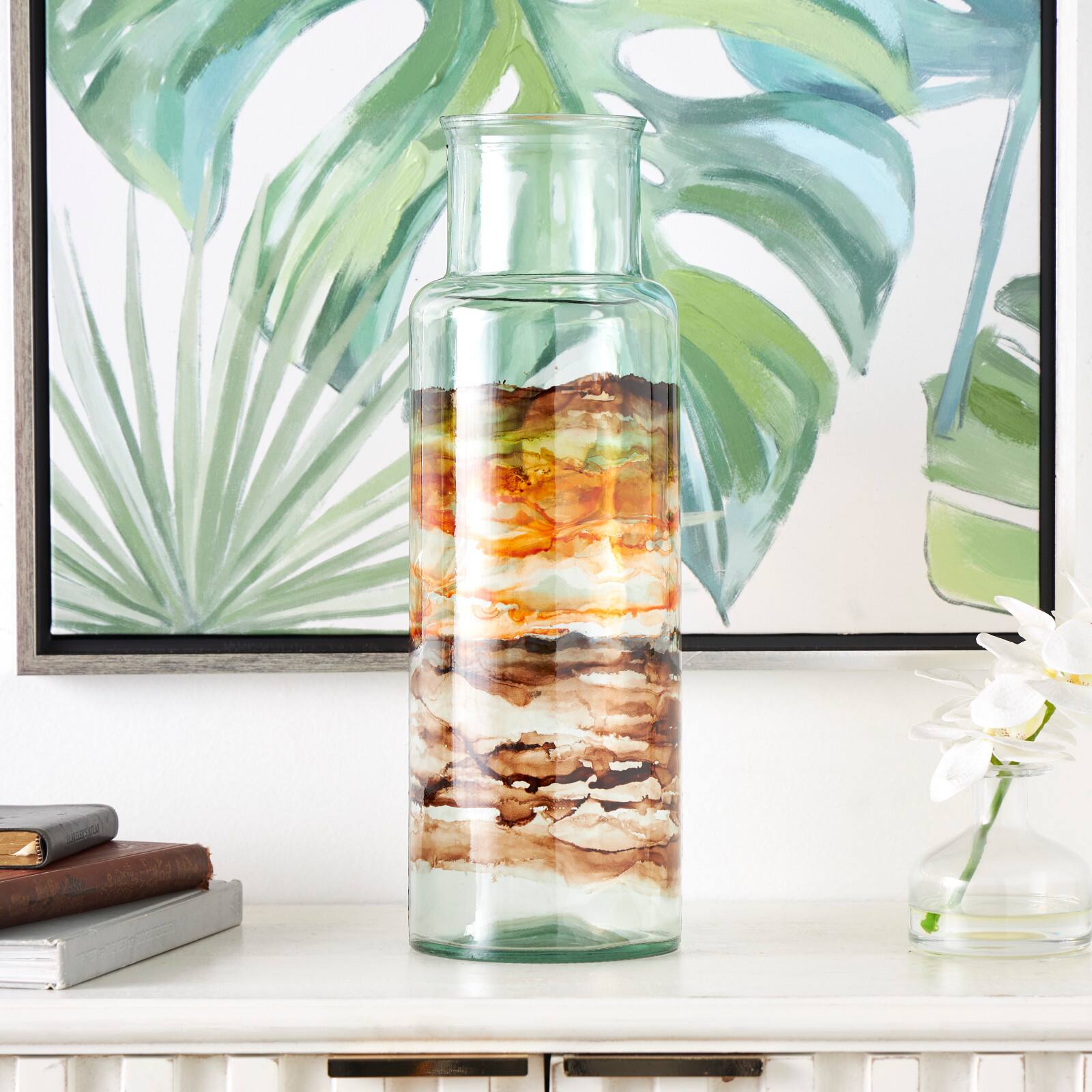 18&#x22; Multicolor Swirl Glass Vase