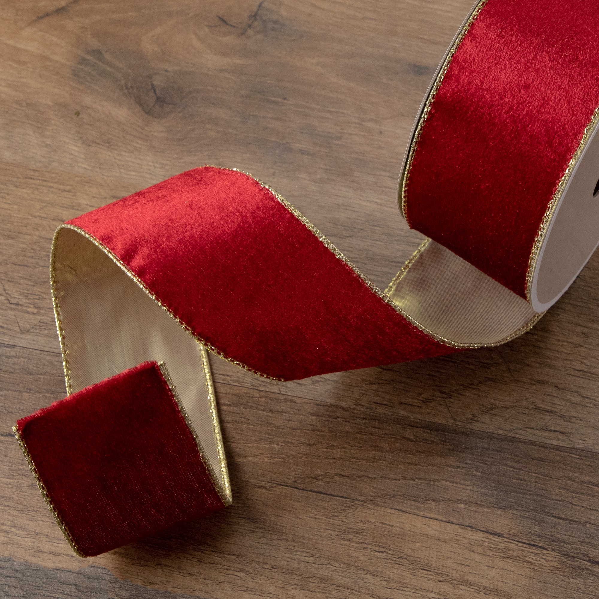 2.5&#x22; x 10yd. Solid Bright Red Wired Christmas Craft Ribbon Spools, 12ct.