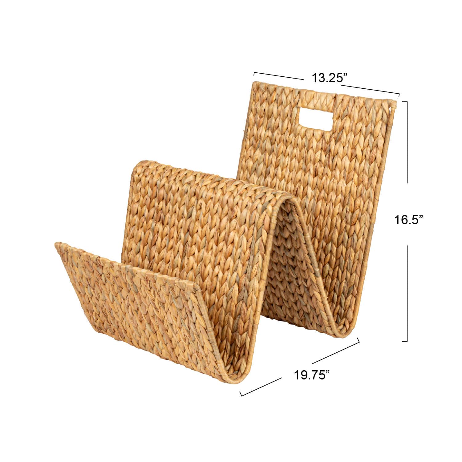 Hello Honey&#xAE; Hand-Woven Water Hyacinth &#x26; Metal Magazine Storage Holder with Handle