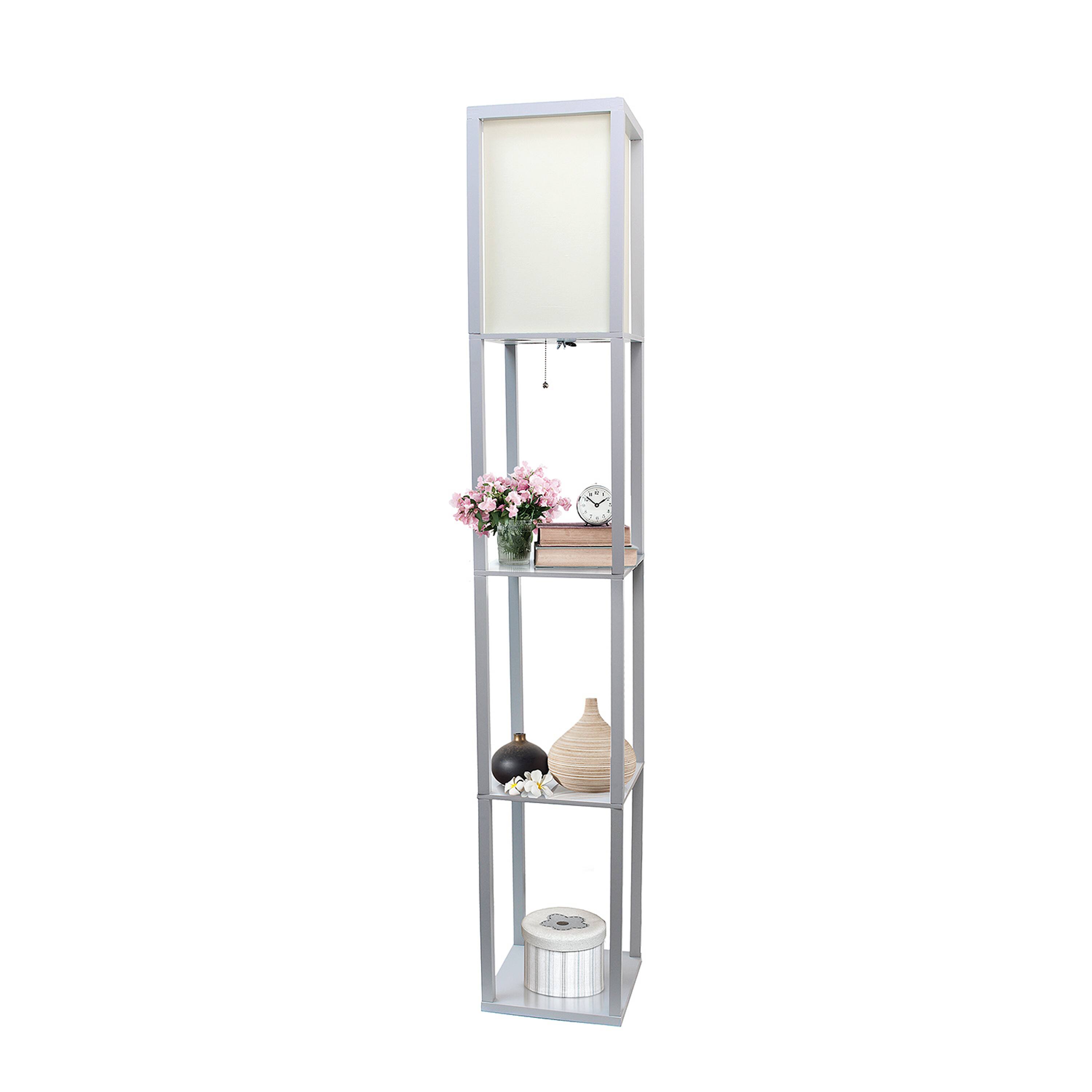 Lalia Home 5ft. Column Shelf Floor Lamp with Linen Shade