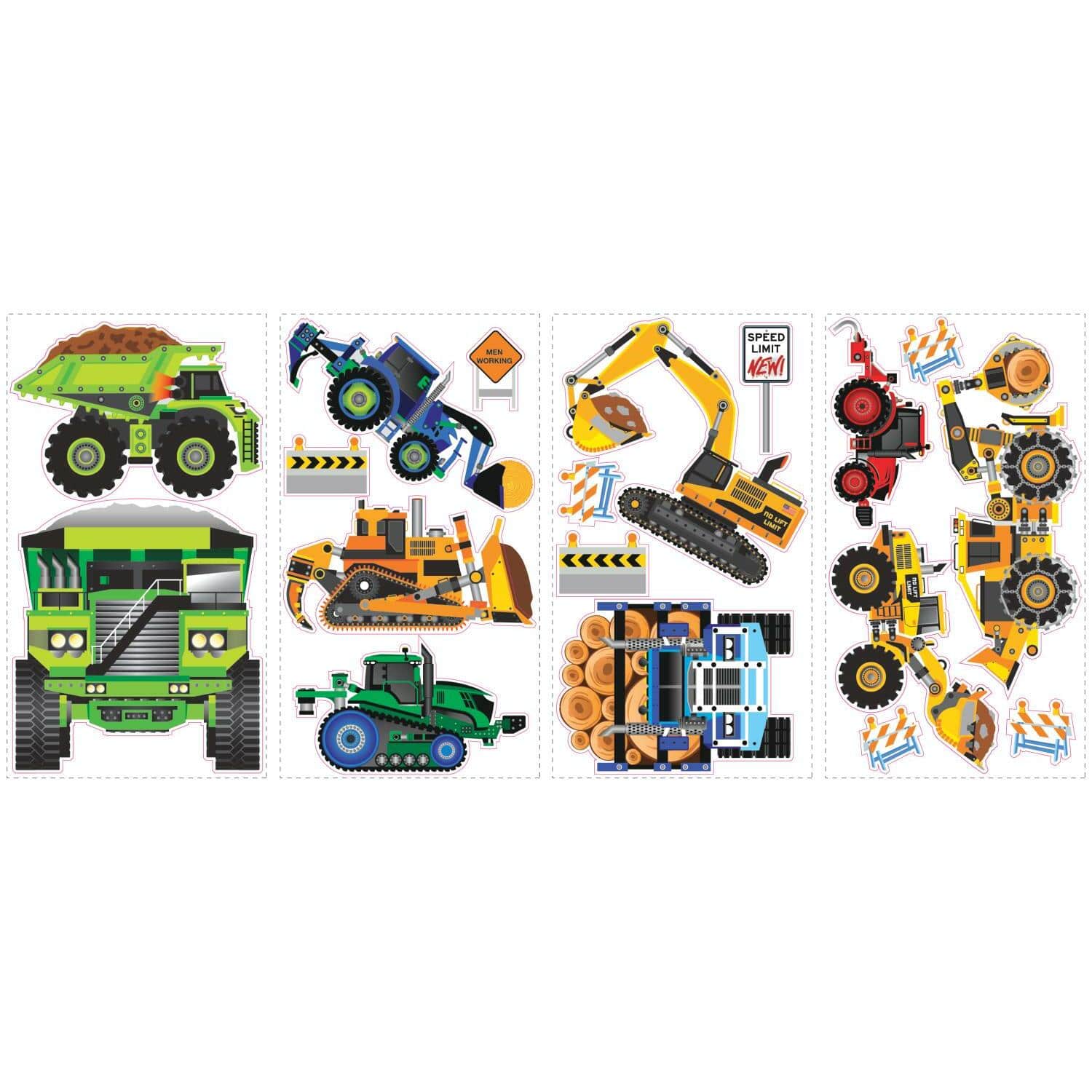 RoomMates Construction Vehicles Peel &#x26; Stick Wall Decals