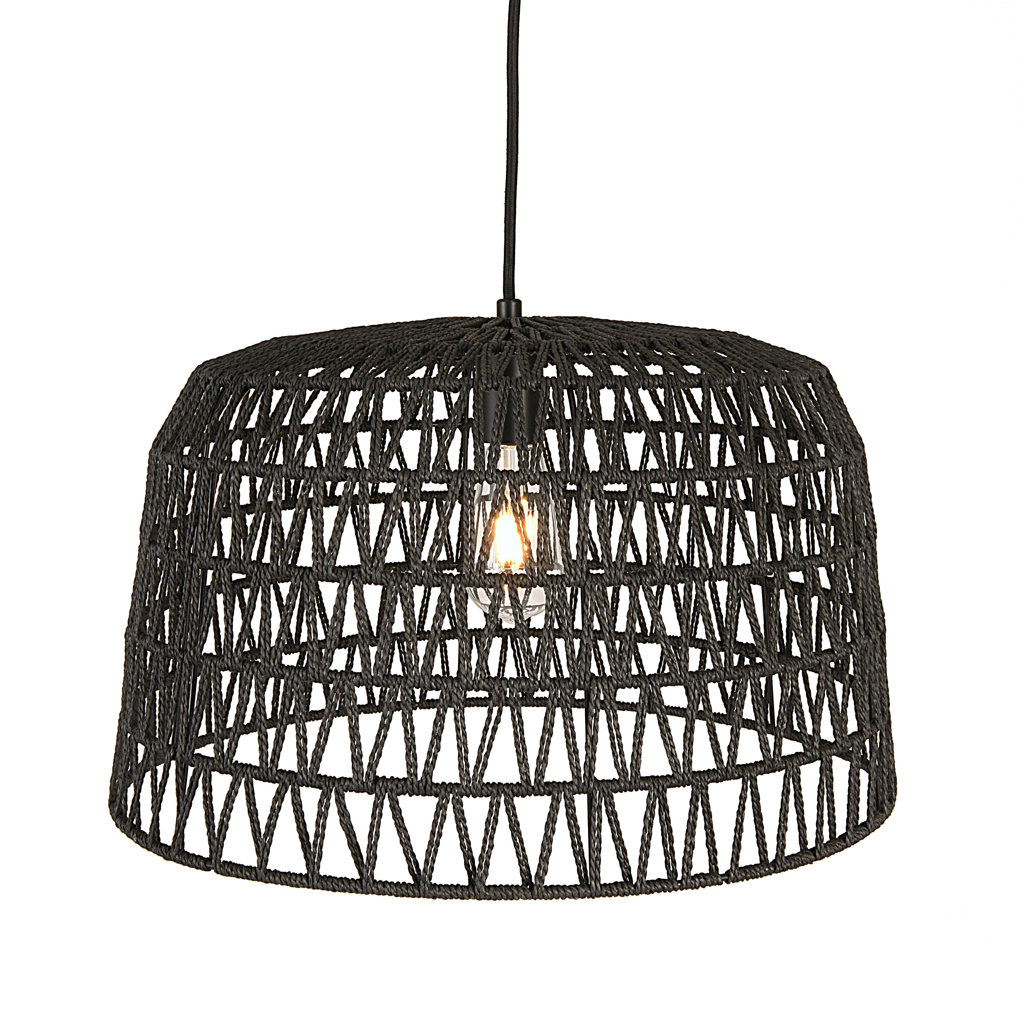 Hello Honey® 19.5" Charcoal Gray Woven Pendant Lamp