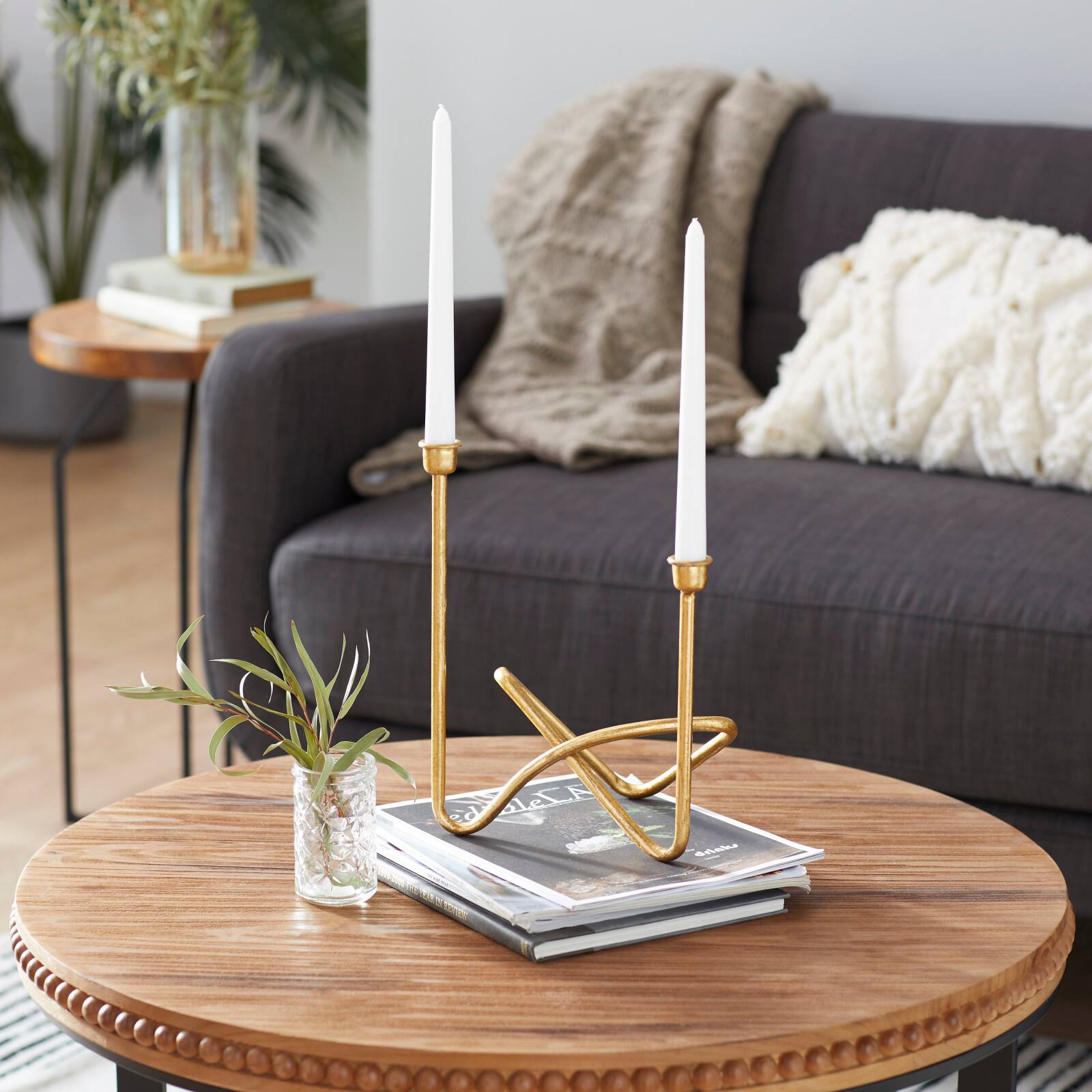 CosmoLiving by Cosmopolitan Gold Iron Contemporary Candlestick Holders