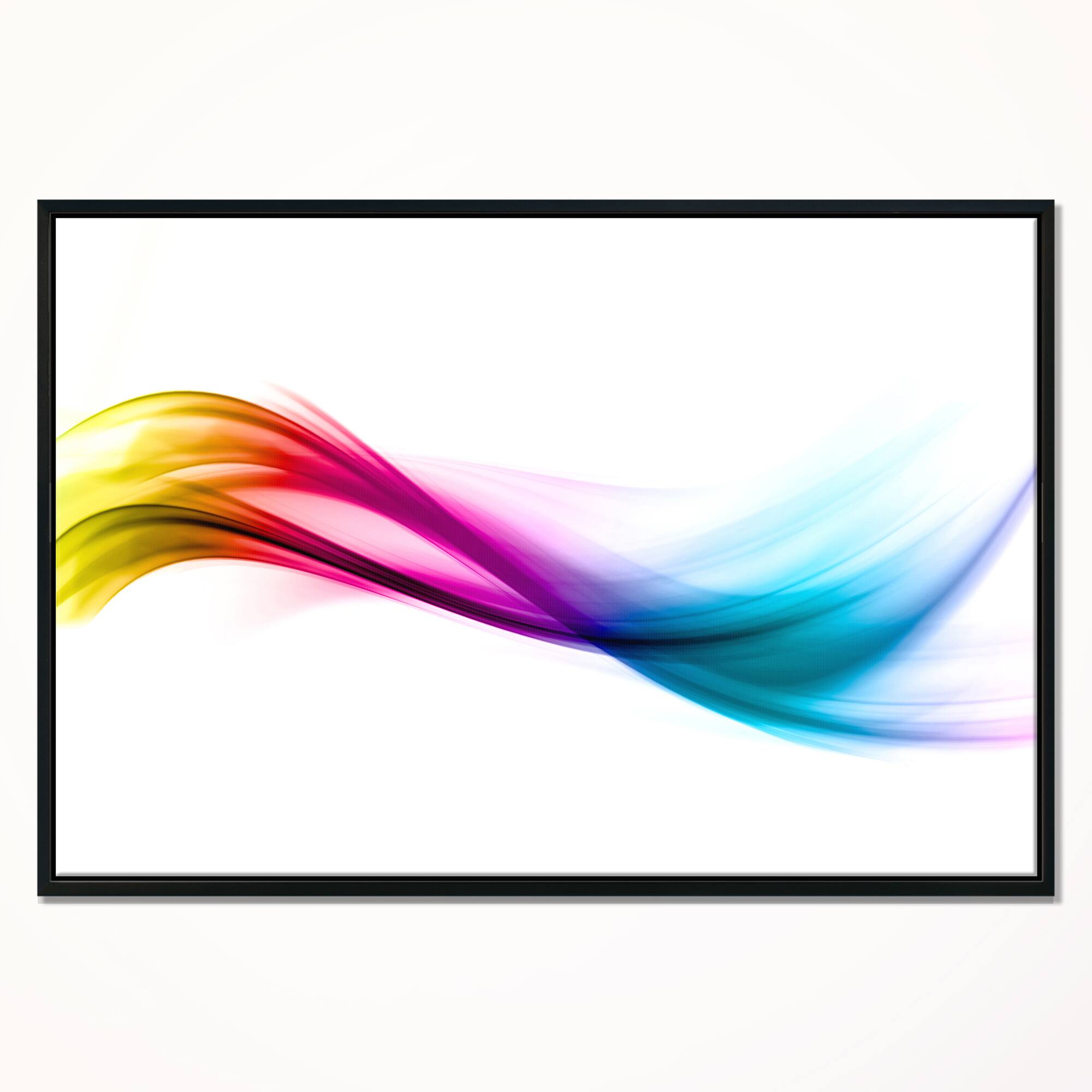 Designart - Rainbow Shade Waves - Abstract Canvas art print in Black Frame