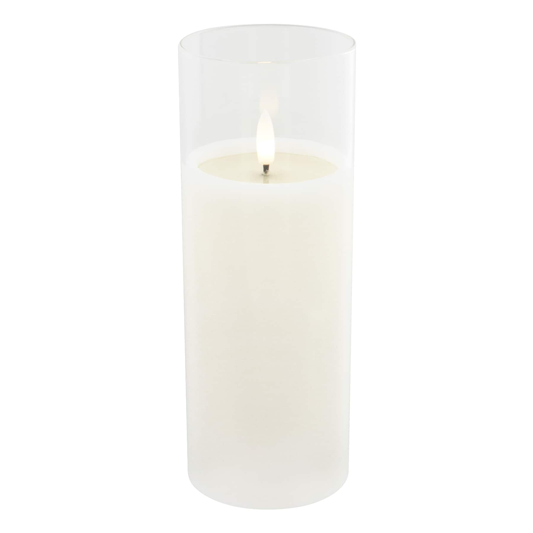 3" x 8" Flickering Flame LED Glass Wax Candle by Ashland®