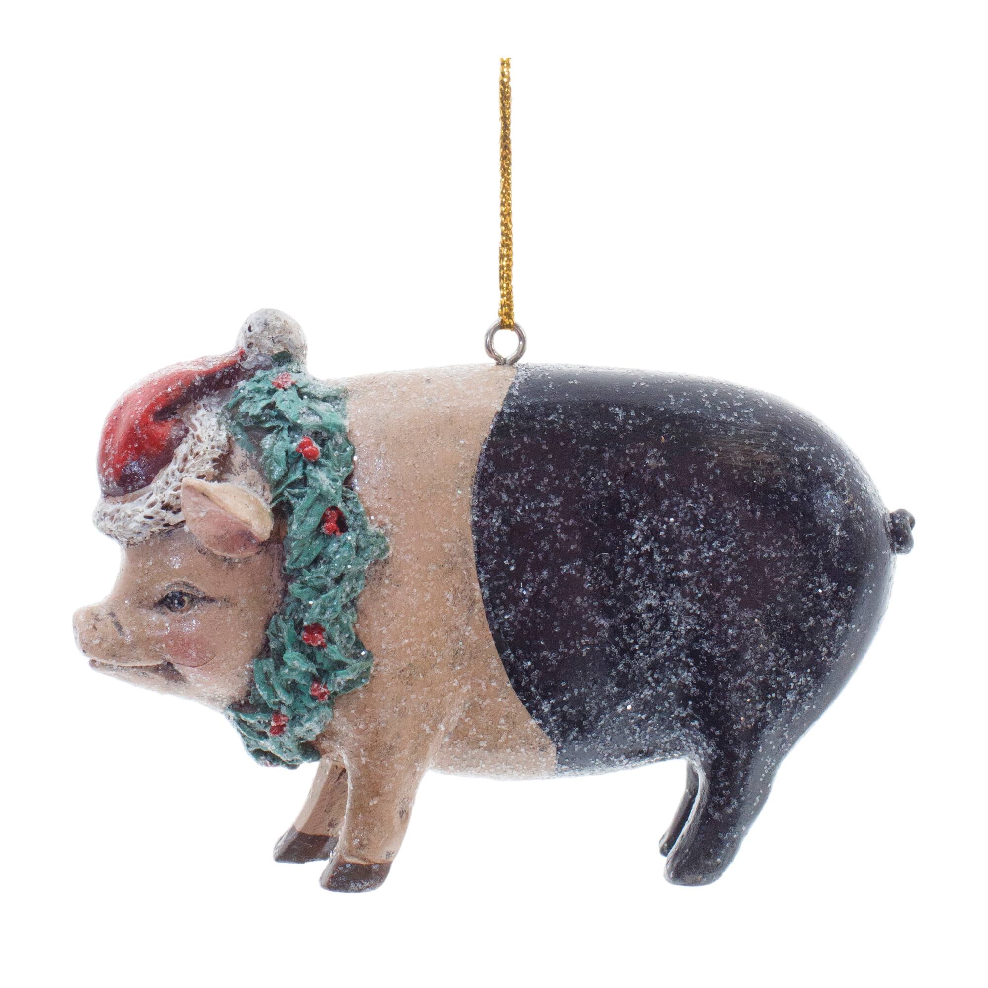 3.5&#x22; Glittered Holiday Farm Animal Ornament Set