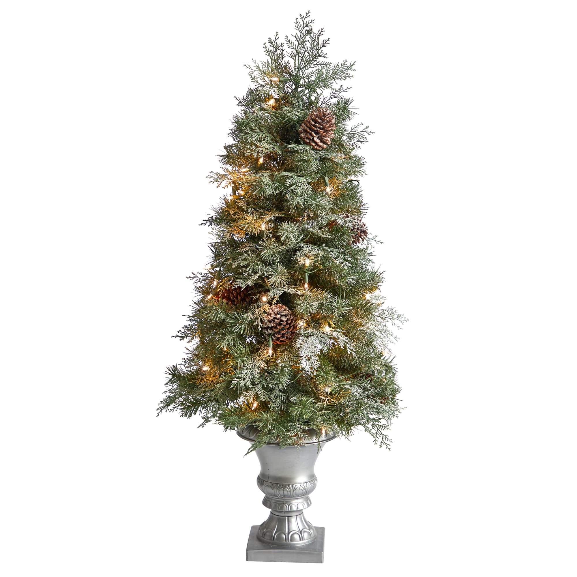 4ft. Pre-Lit English Pine Artificial Christmas Tree, Warm White LED Lights