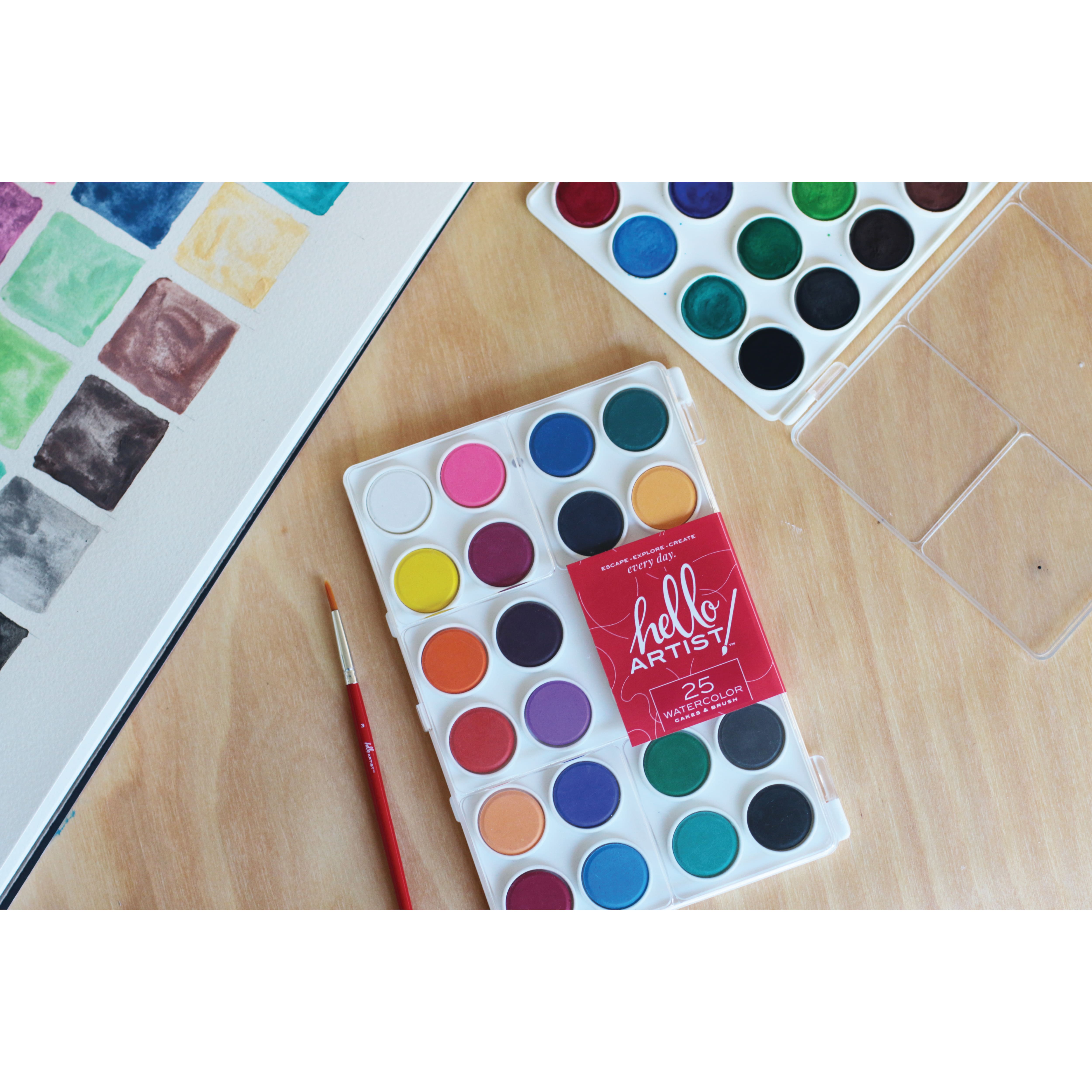 Hello, Artist!&#xAE; 24-Color Watercolor Cake with Brush Set