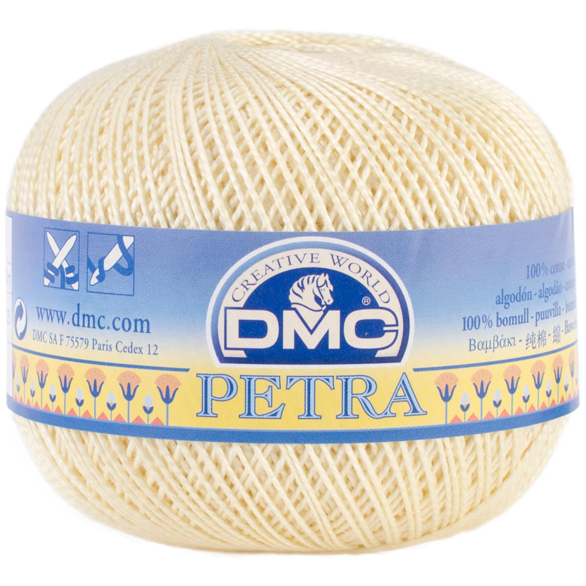 DMC Petra Yarn, 100 Percent Cotton, Off White, Size 5