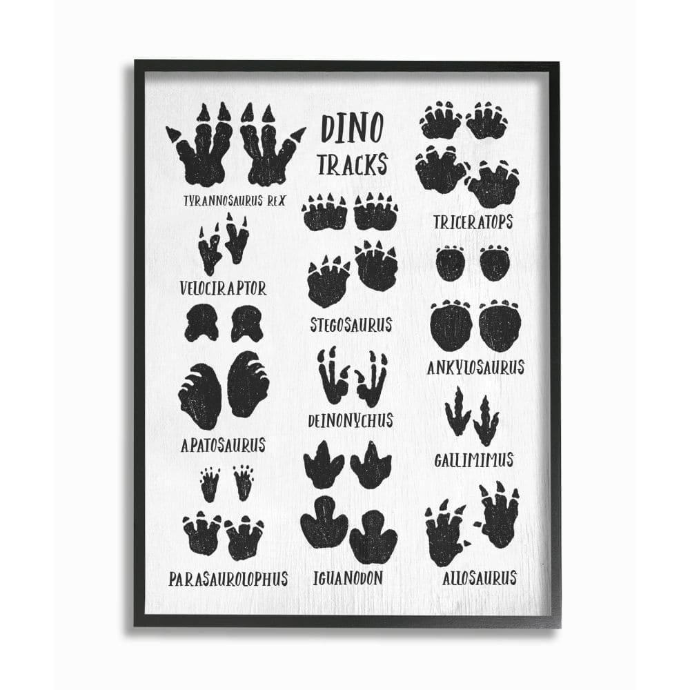 Stupell Industries Children&#x27;s Rustic Dinosaur Track Chart with Text Framed Wall Art