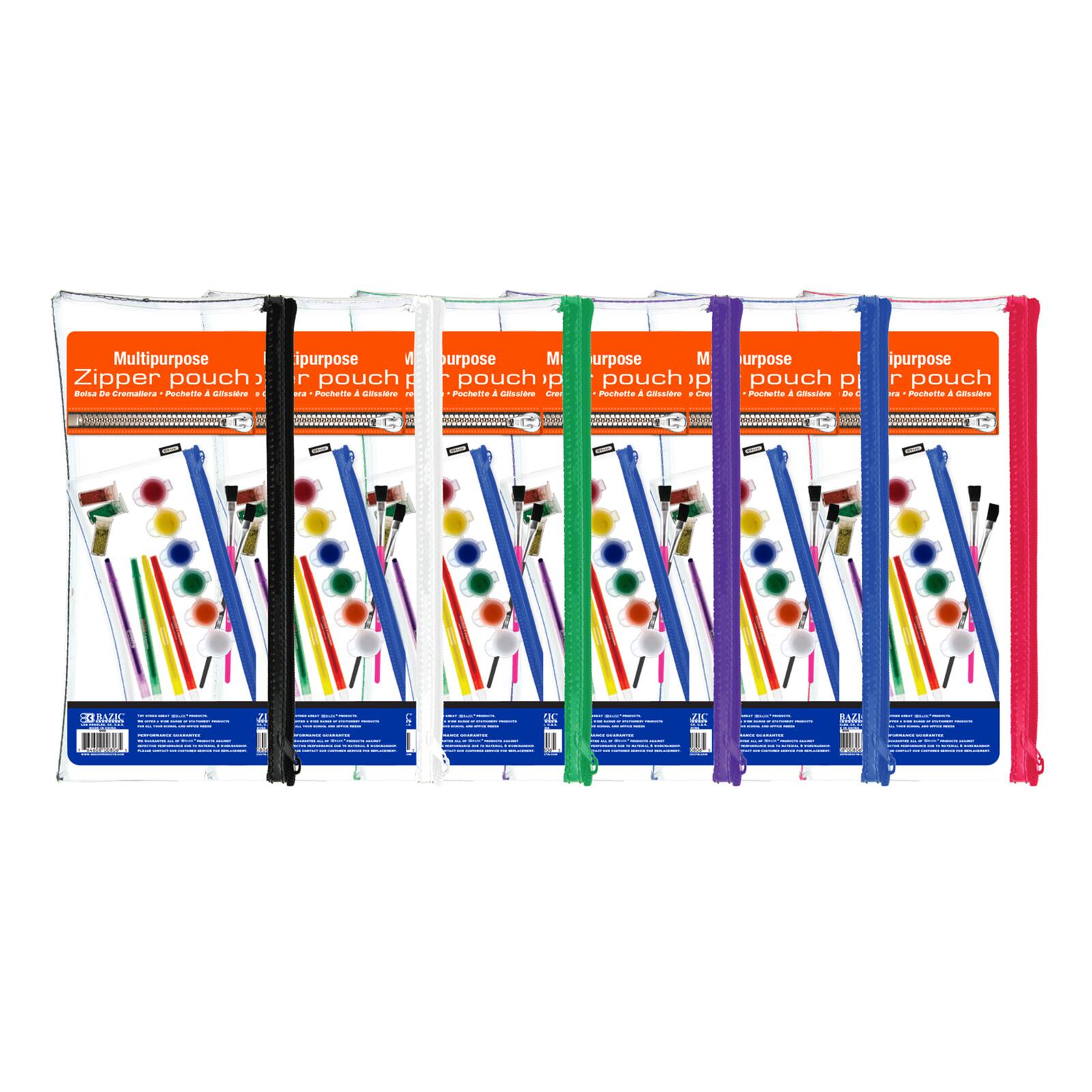 Bazic® Clear Multipurpose Zipper Pouch, 12ct.