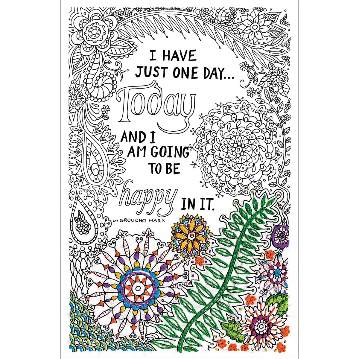 Design Works™ Zenbroidery™ Be Happy Stamped Embroidery Kit