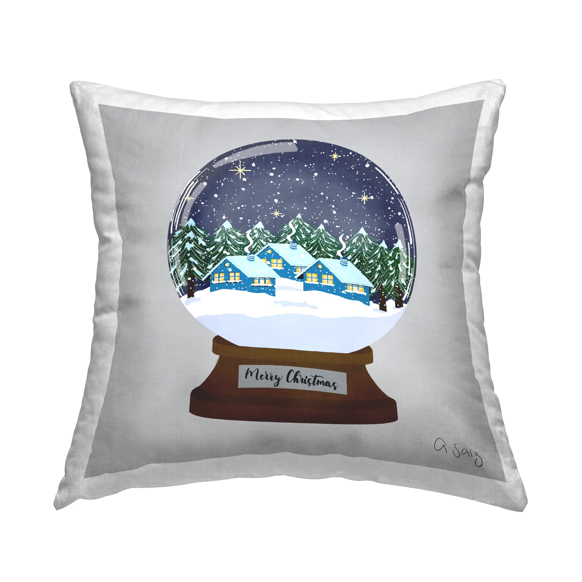 Stupell Industries Merry Christmas Night Sky Snow Globe Throw Pillow in Blue | 18" x 18" | Michaels®