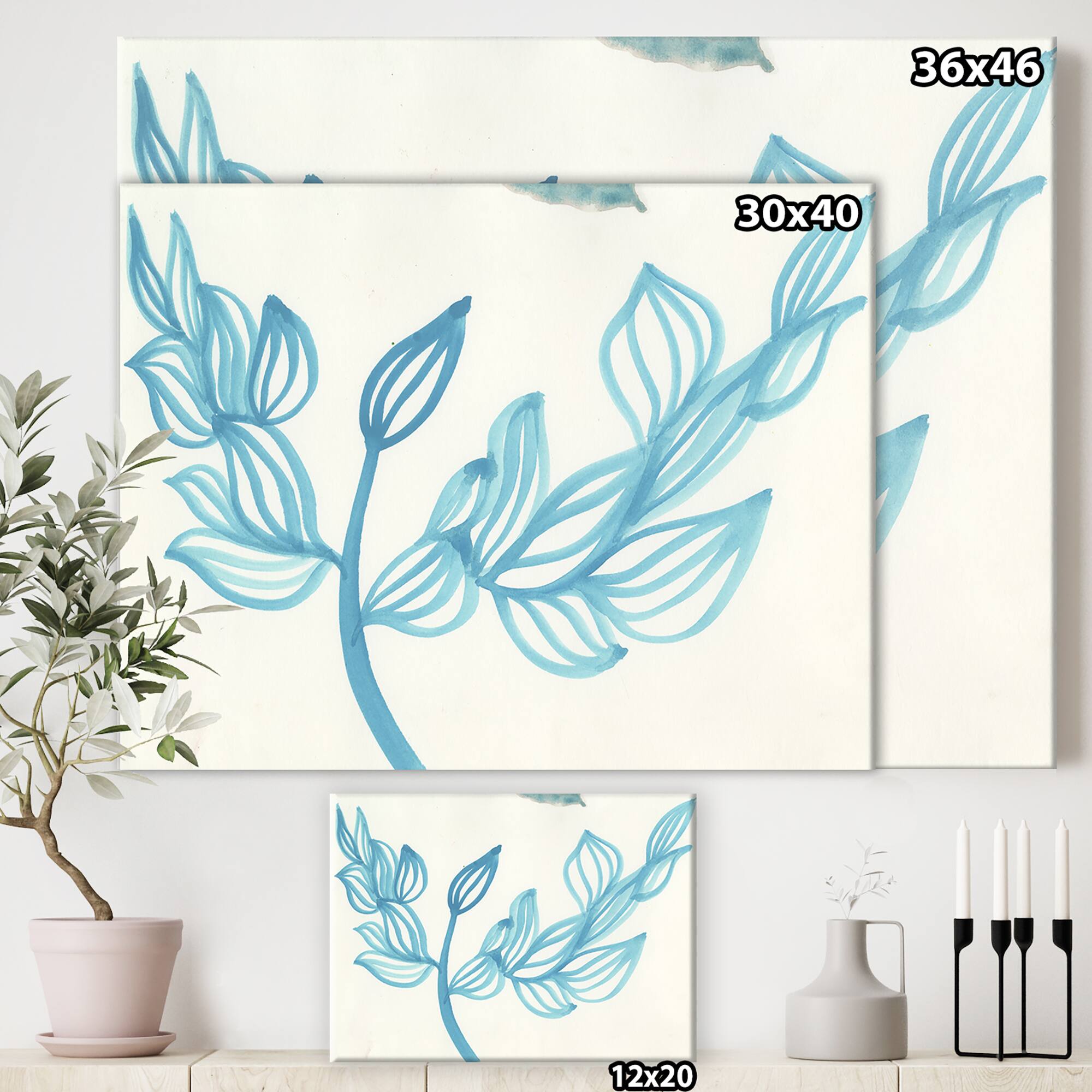 Designart - Blooming Blue - Mid-Century Modern Gallery-wrapped Canvas