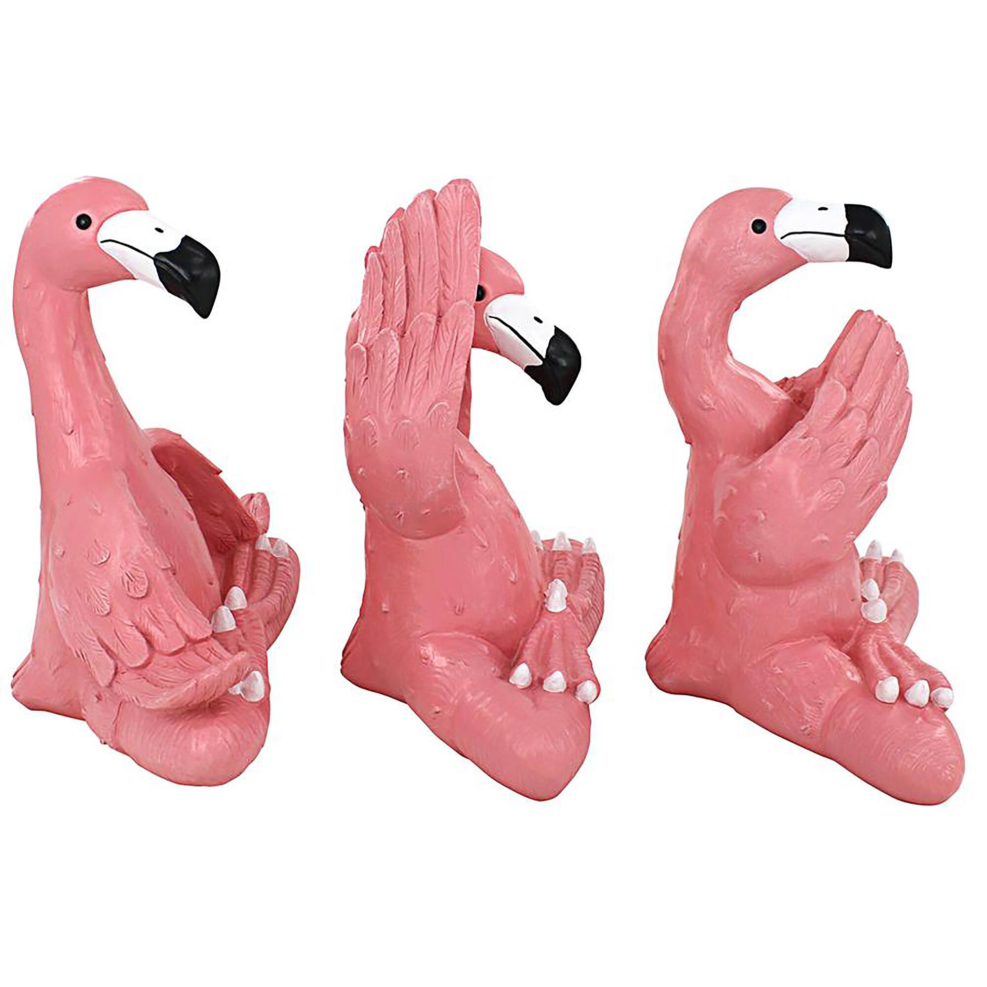 Design Toscano 13.5&#x22; Large The Zen of Pink Flamingos Yoga Garden Statues Set