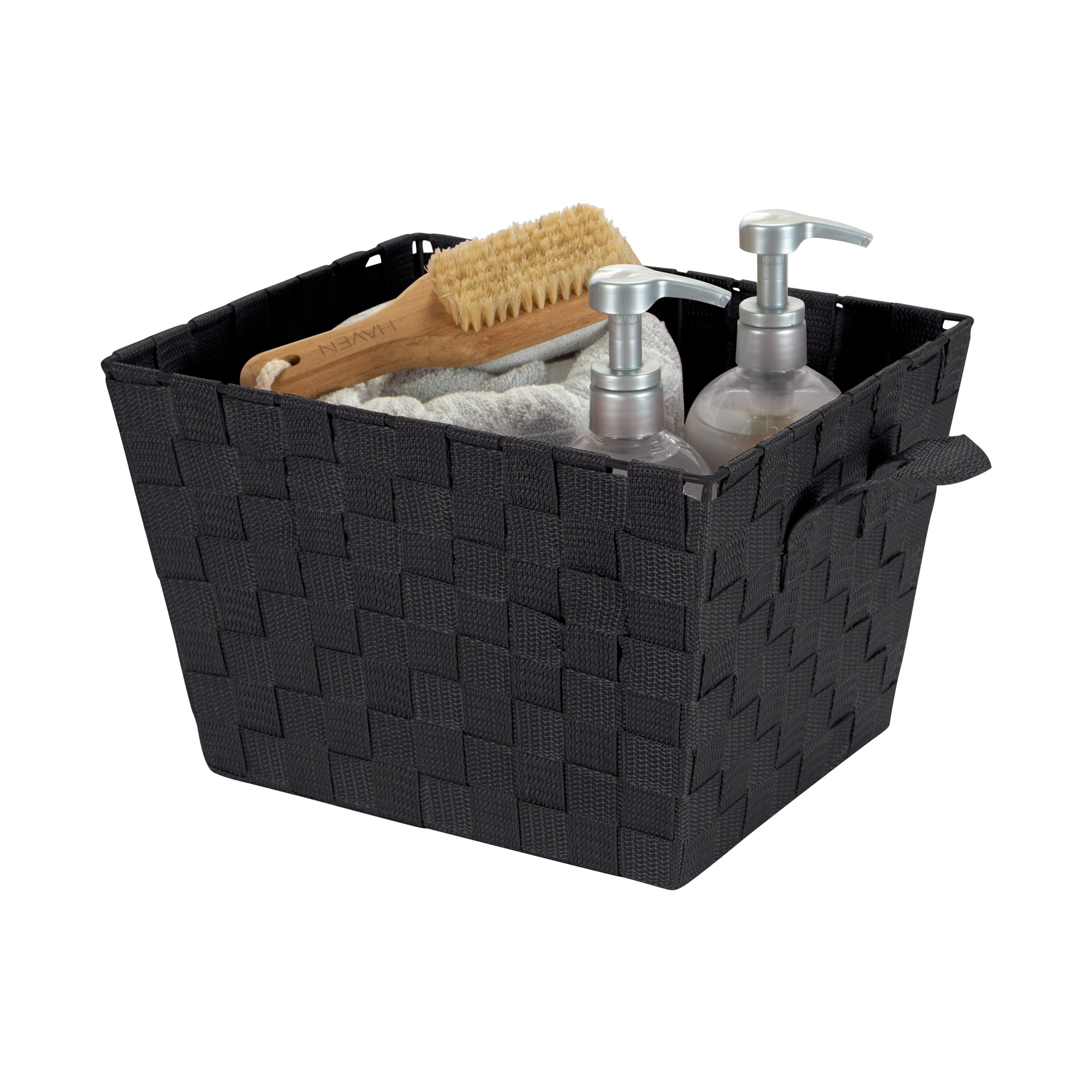 Simplify 10" Black Small Woven Storage Bin