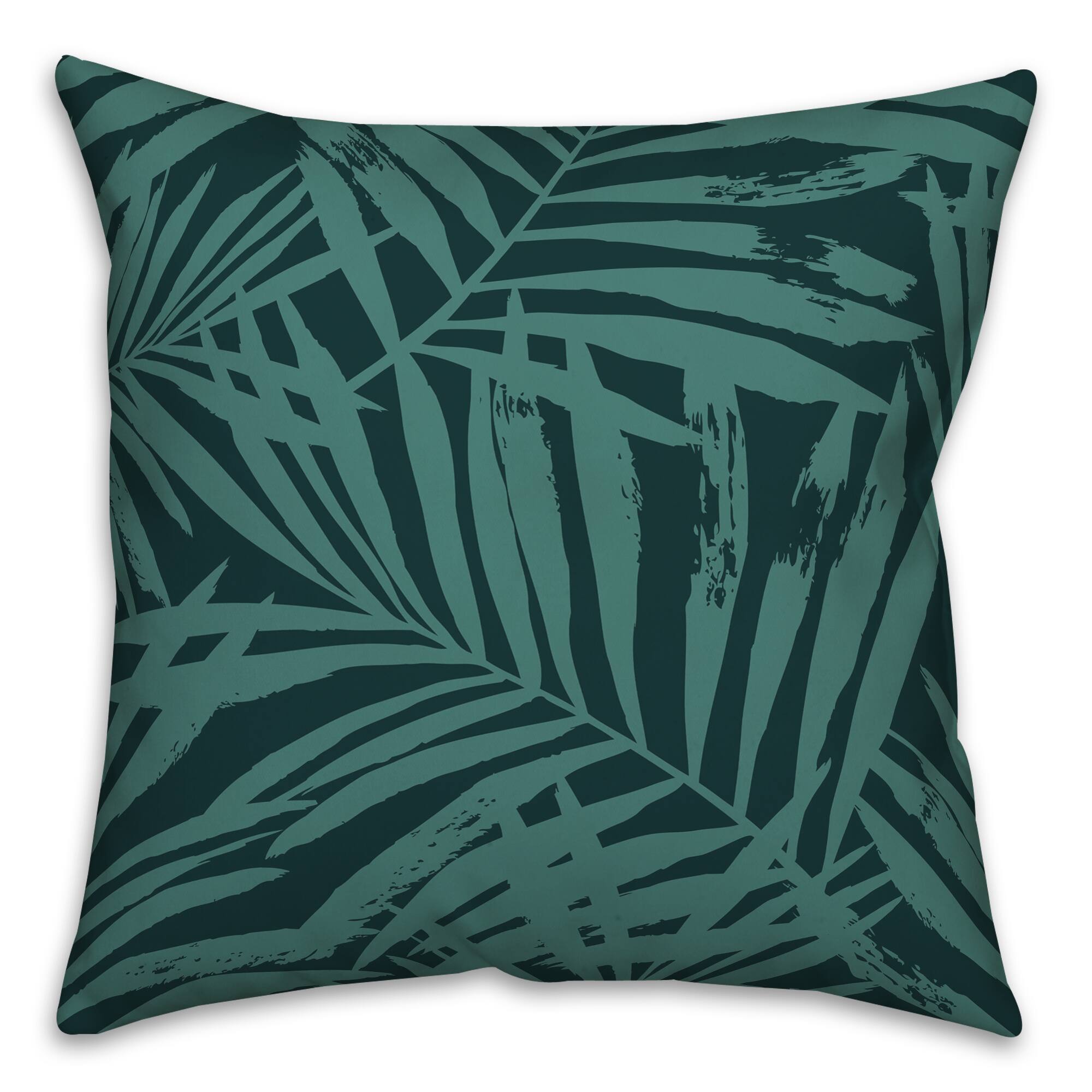 Teal Ferns Throw Pillow