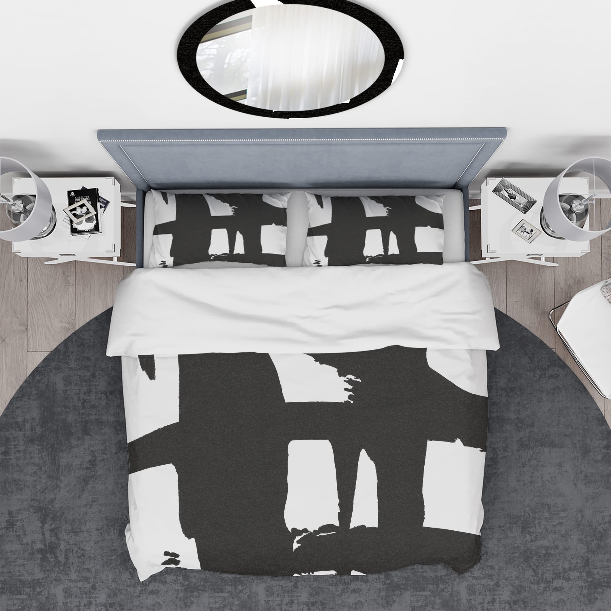 Designart &#x27;Black &#x26; White Crossing Paths II&#x27; Geometric Bedding Set - Duvet Cover &#x26; Shams