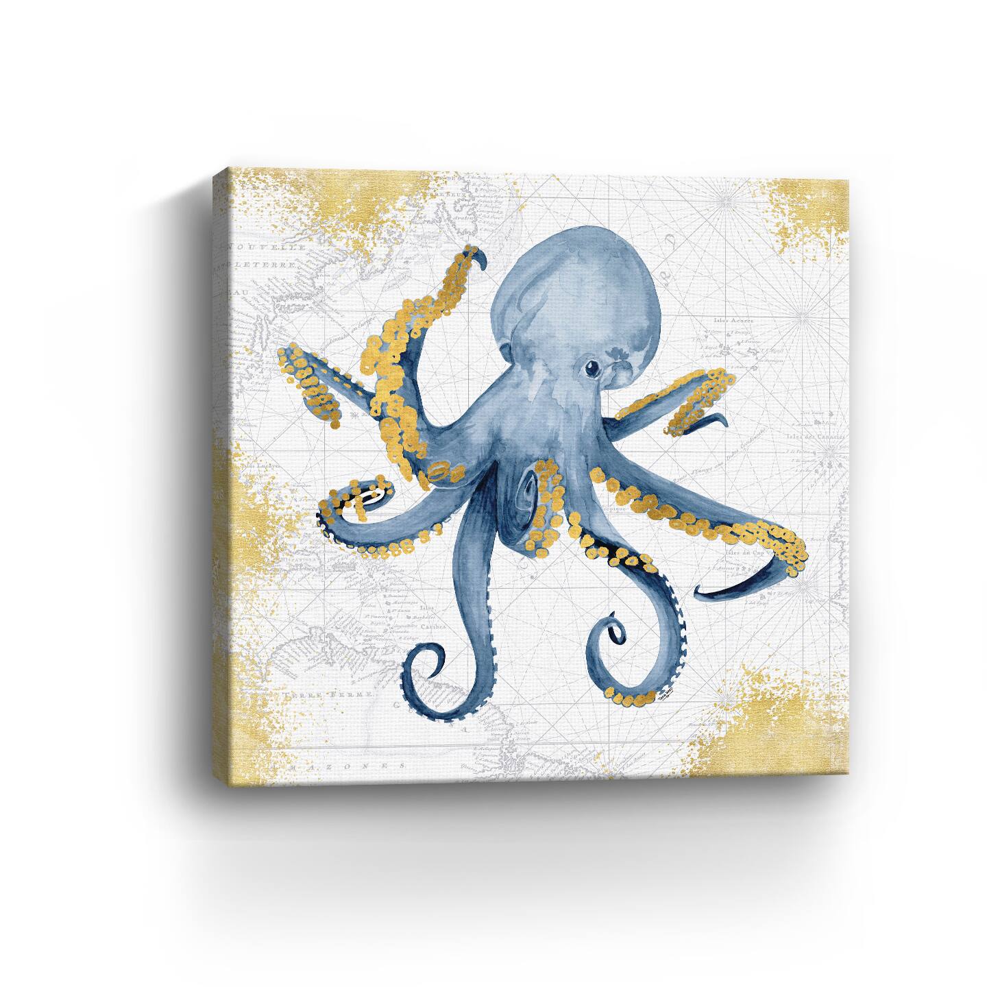 Deep Blue Sea VI White Gold Canvas Giclee