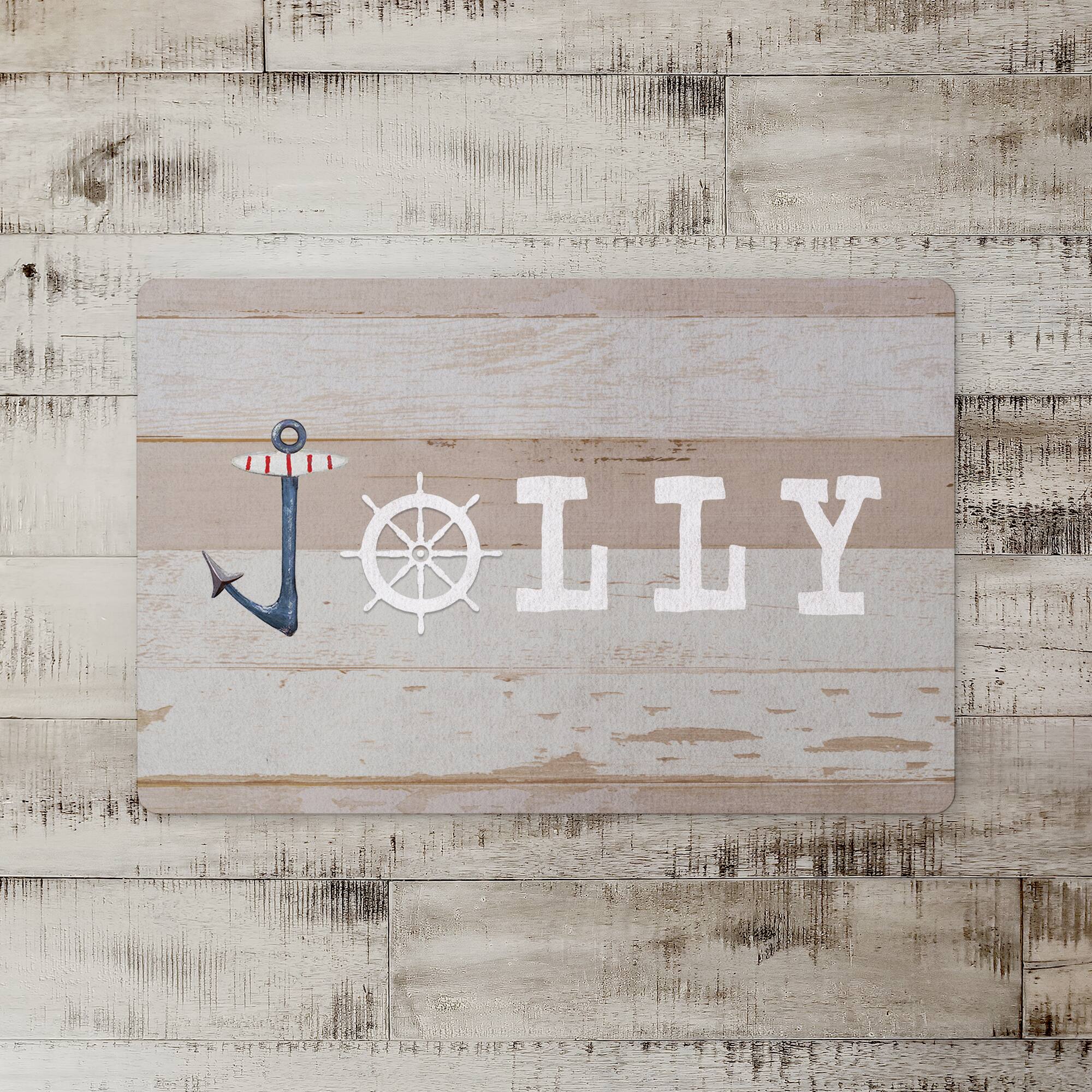 Jolly Ship Wheel & Hook Floor Mat