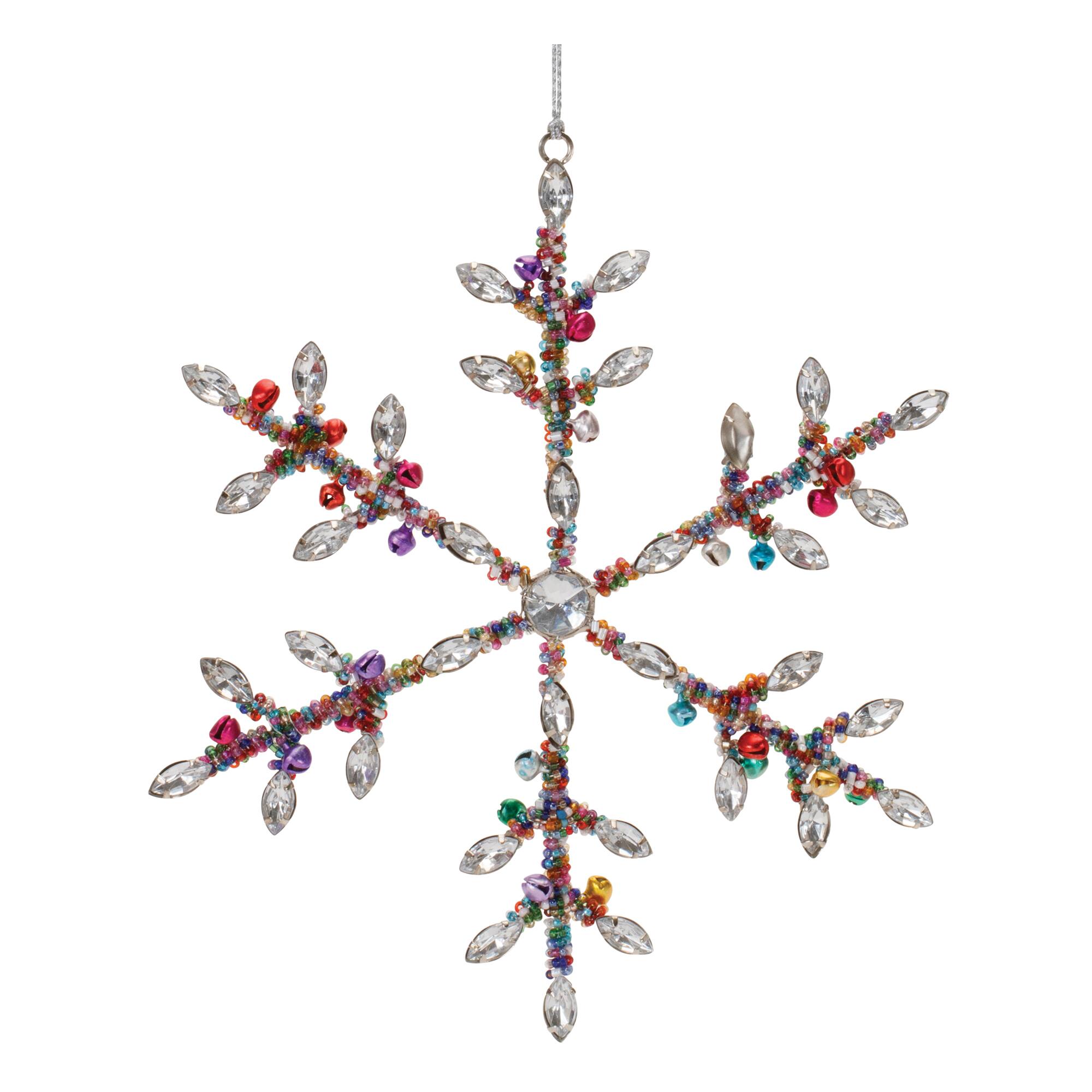 Rainbow Beaded Snowflake Ornament Set