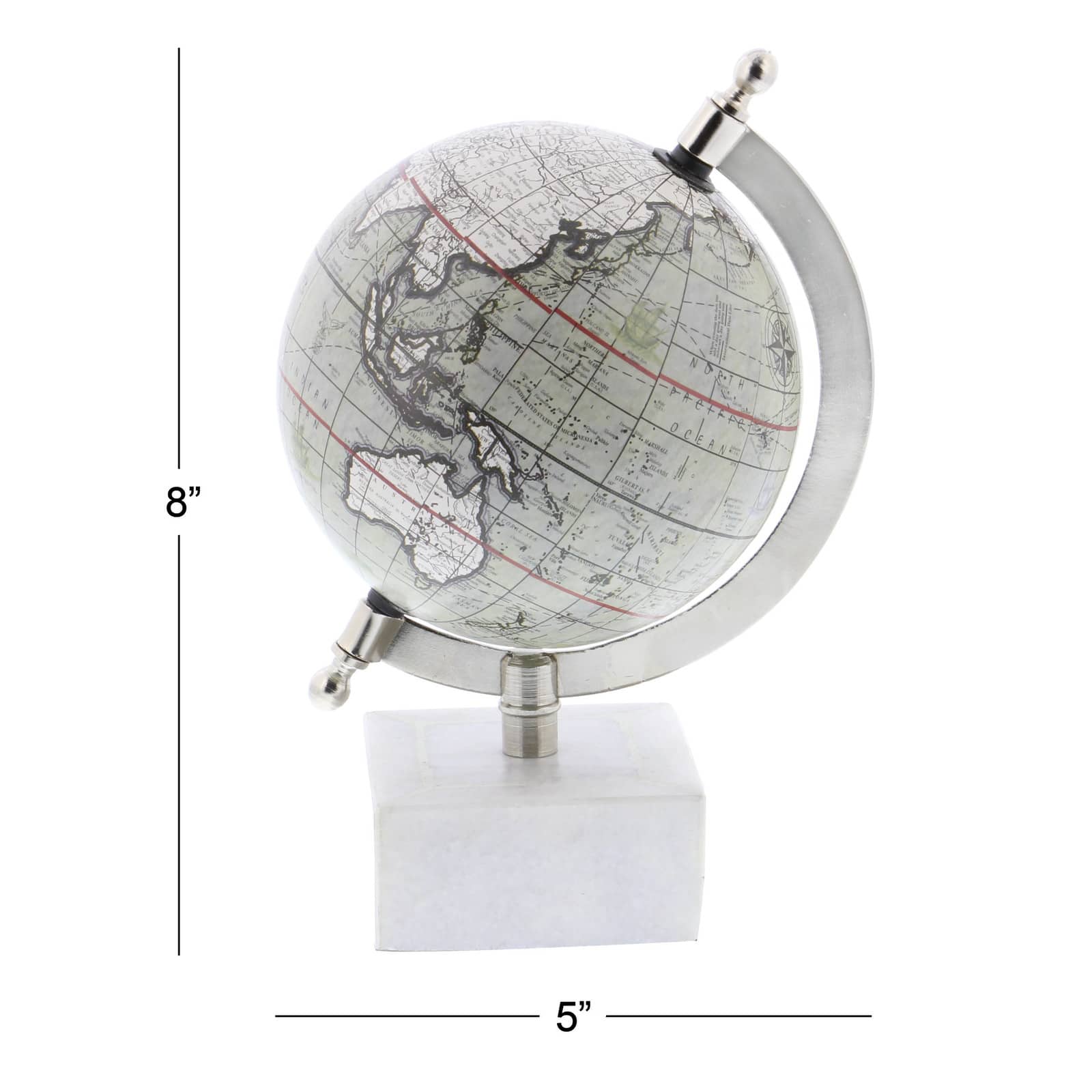 9&#x22; White Ceramic &#x26; Metal Contemporary Globe