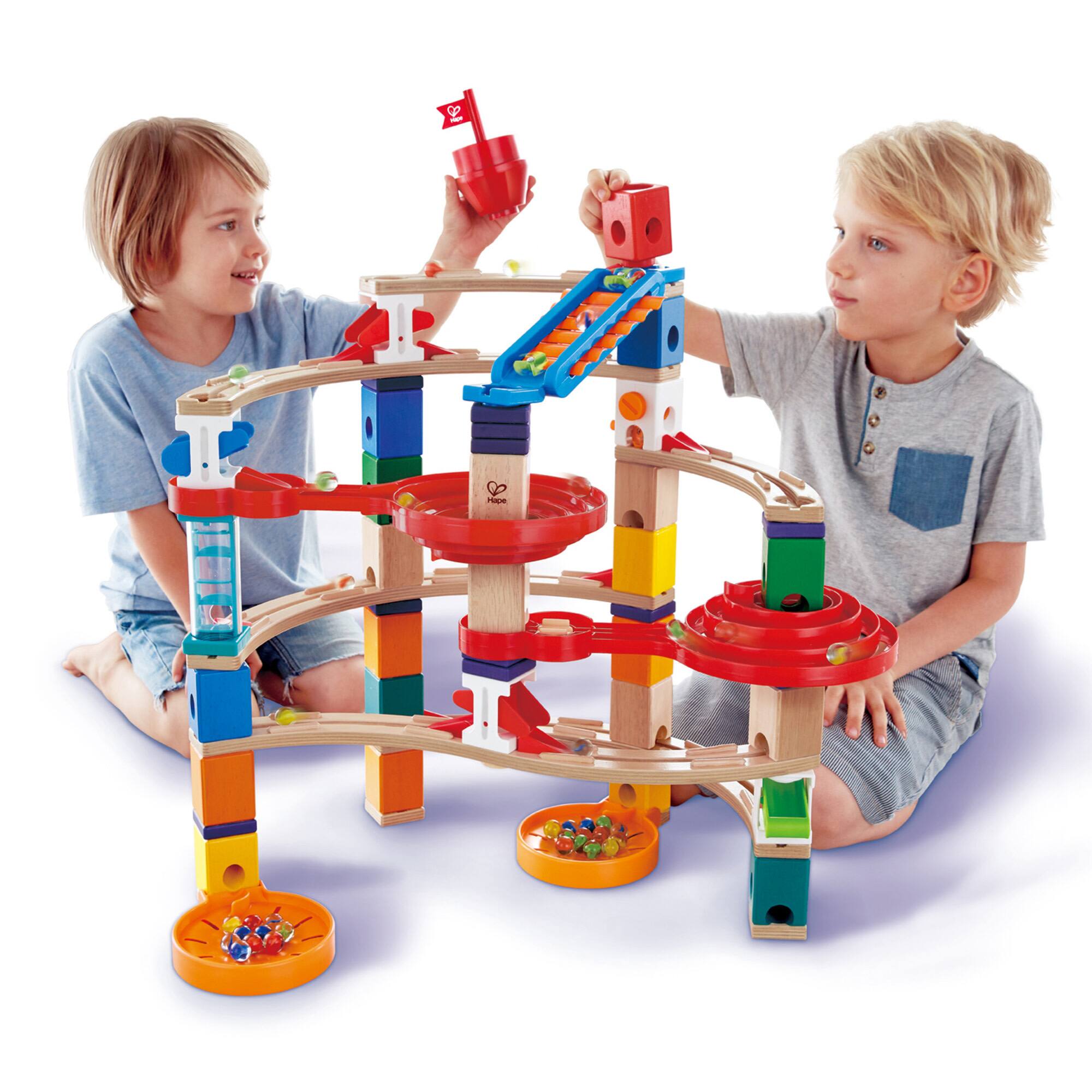 Hape Quadrilla Wooden Super Spiral Marble Run Construction Set