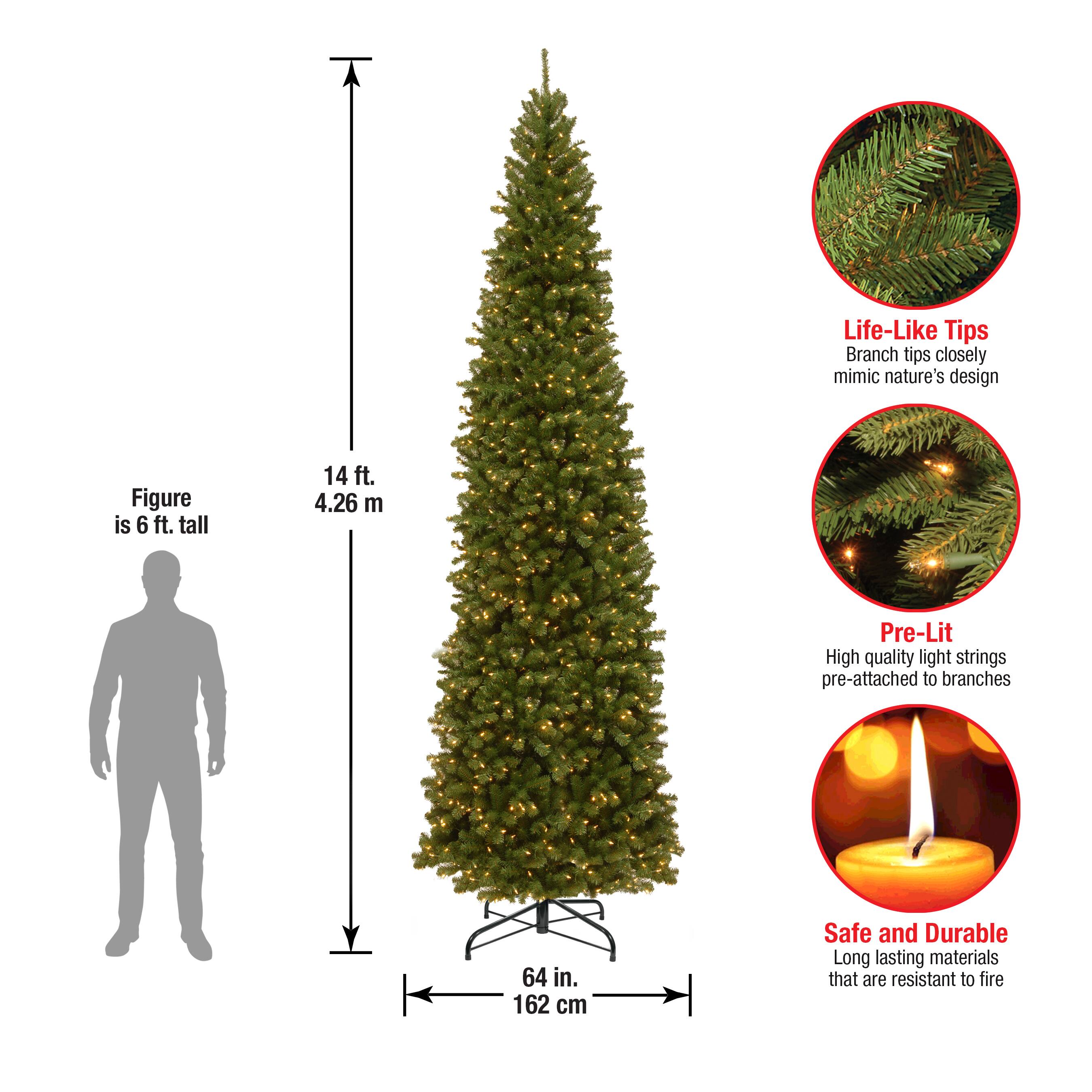 14ft. Pre-Lit North Valley™ Spruce Pencil Slim Artificial Christmas Tree, Clear Lights