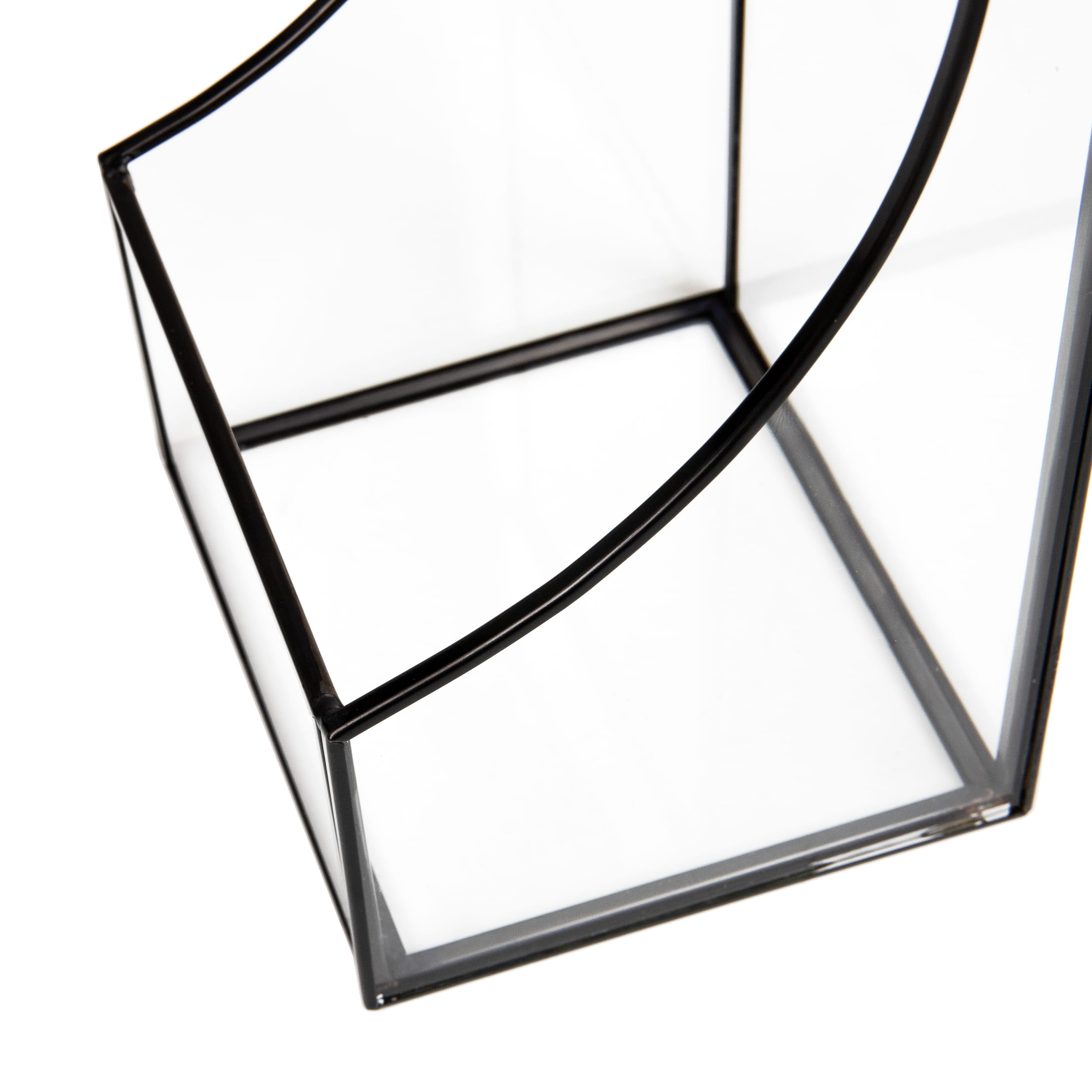 Mind Reader Terrarium Bookends, Decorative Book Holders with Storage, Modern Organizer for Desk or Shelf, Glass, Metal, Set of 2, Black