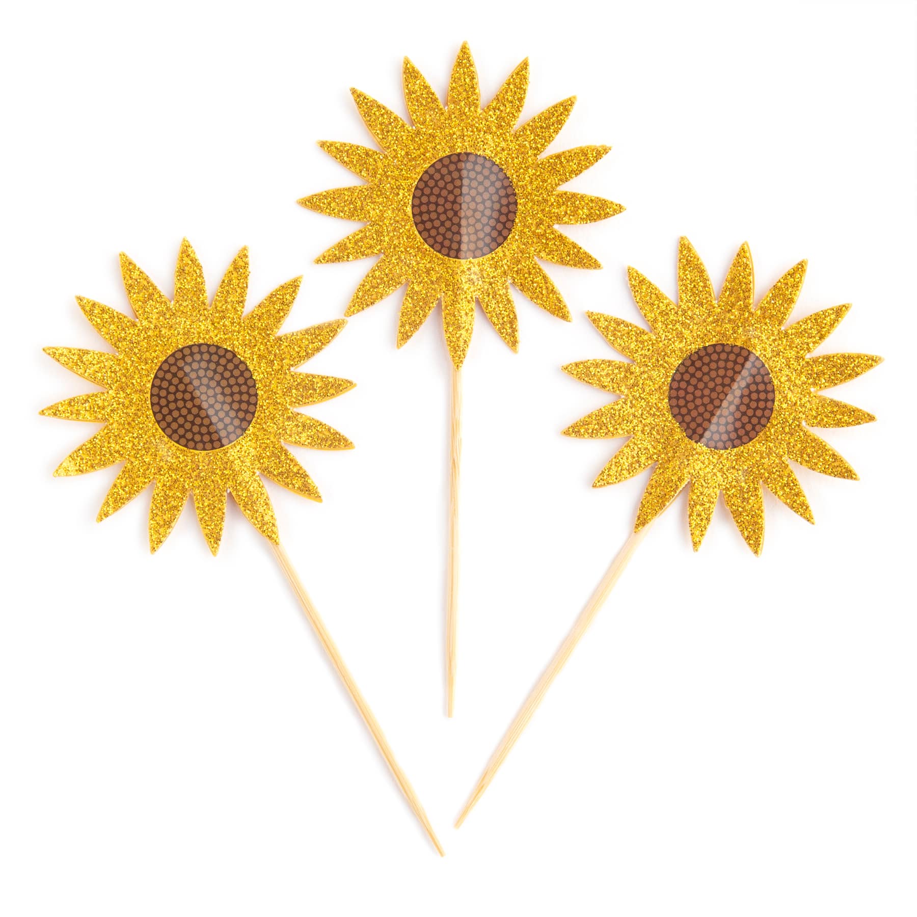 Glittery Sunflower Treat Toppers by Celebrate It&#xAE;